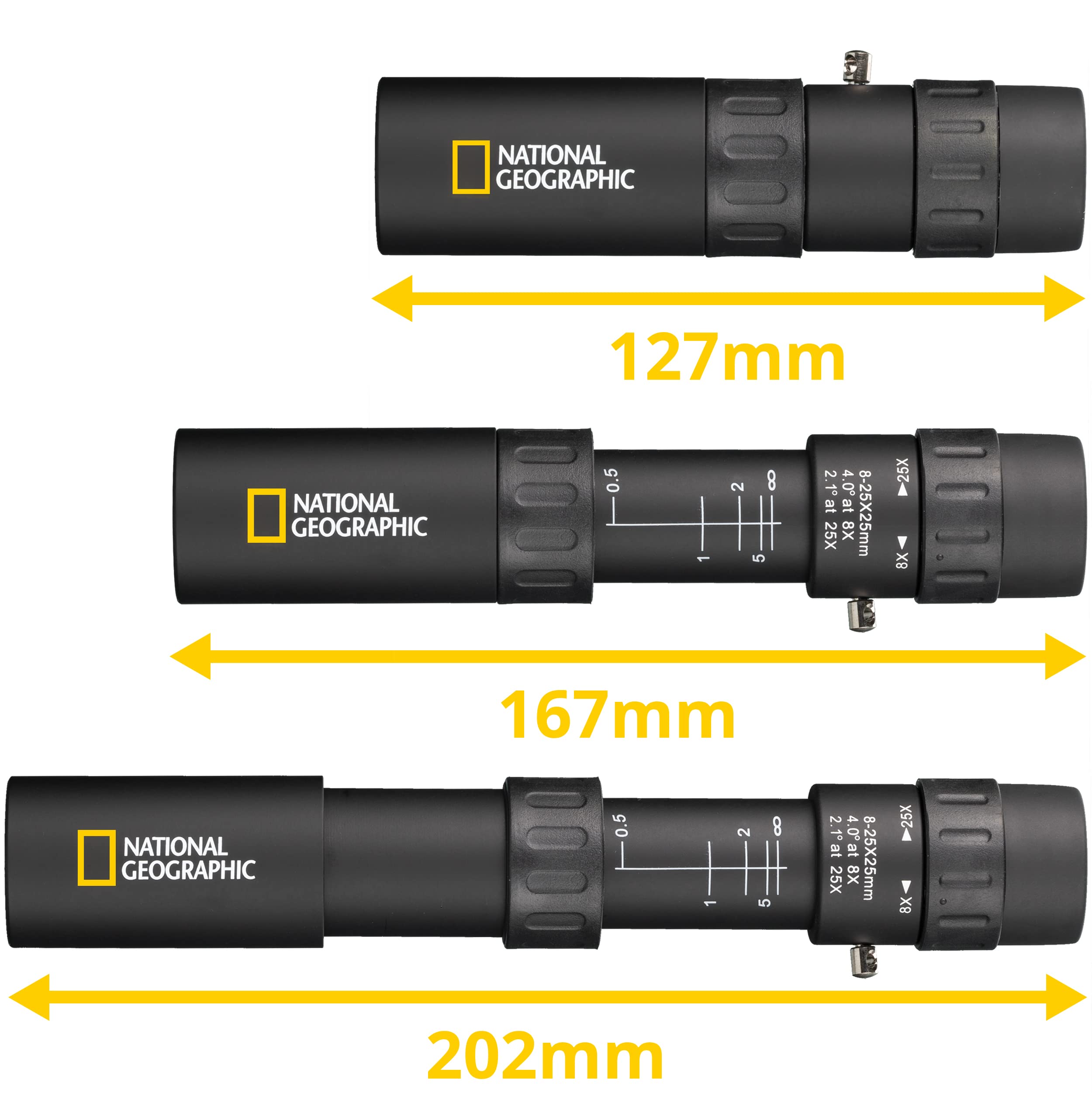 National Geographic Binocoli Zoom 8-25x25 monoculare macro leggero