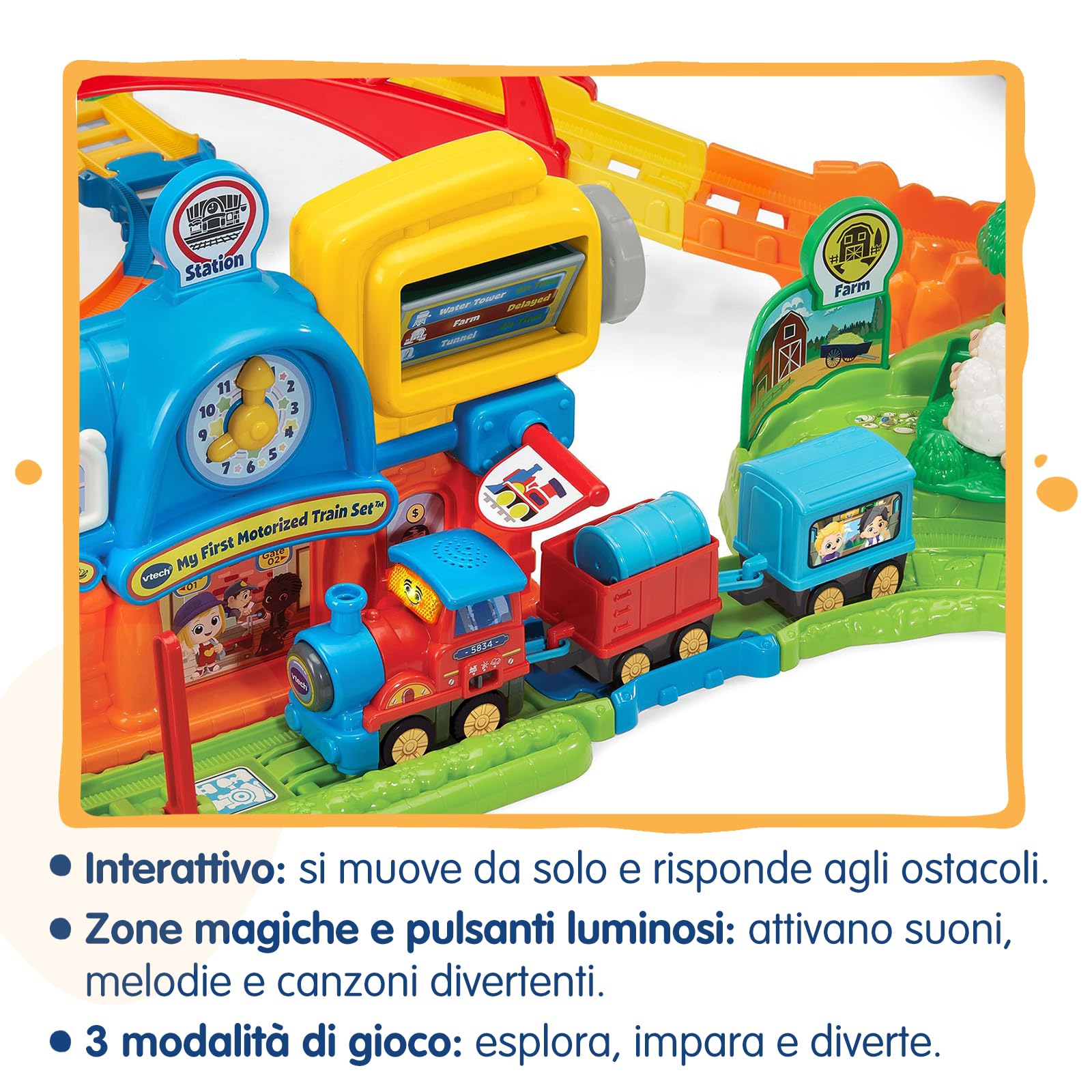 V-Tech Vroom Vroom Go Avventure in Treno pista trenino elettronico
