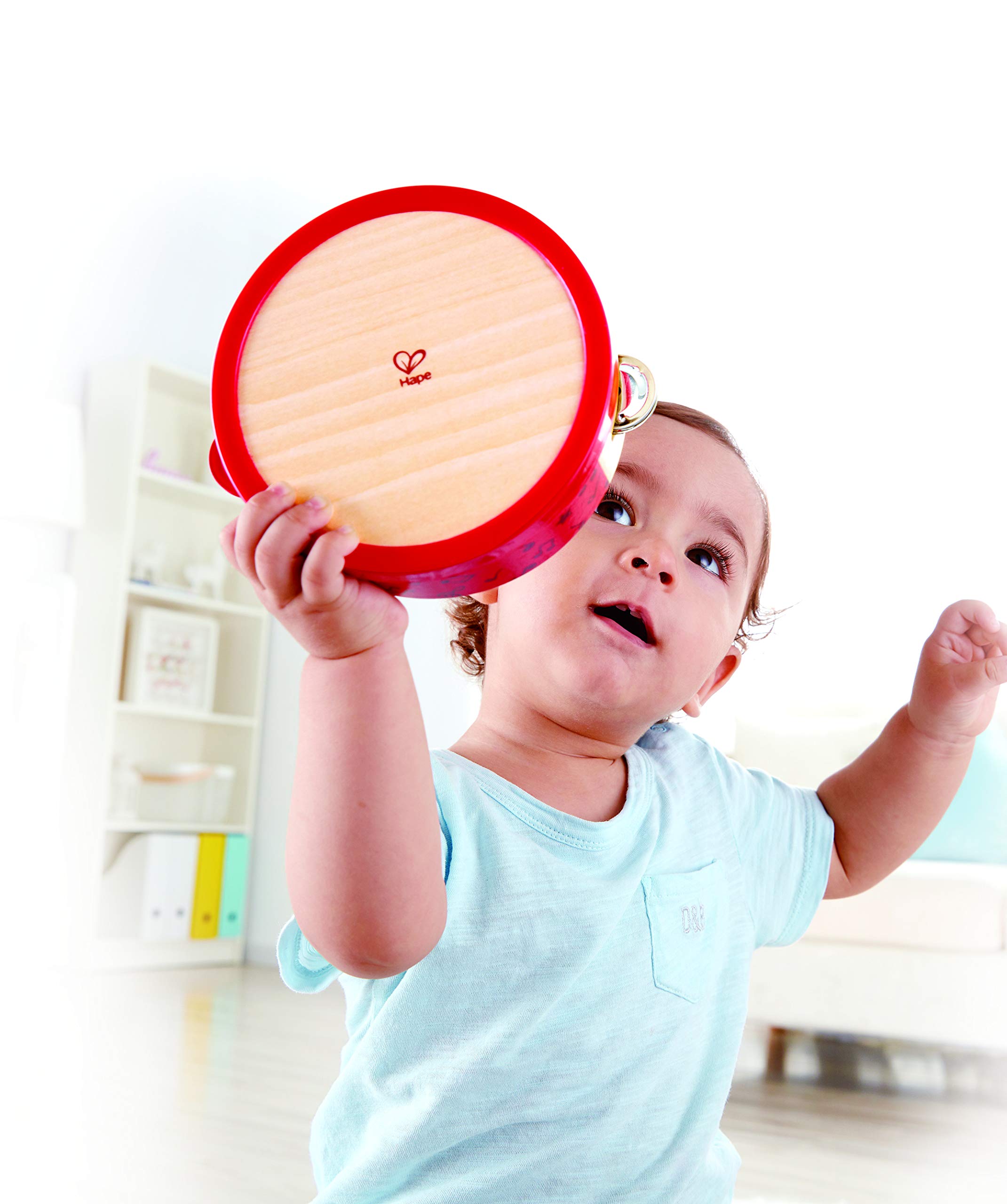Hape Giochi musicali Tamburello in legno 2 in 1 per bambini