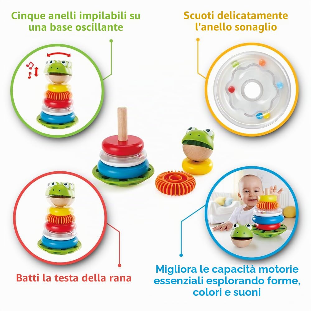 Hape Giocattoli per le abilità motorie Mr. Ranocchio impilabile sonoro