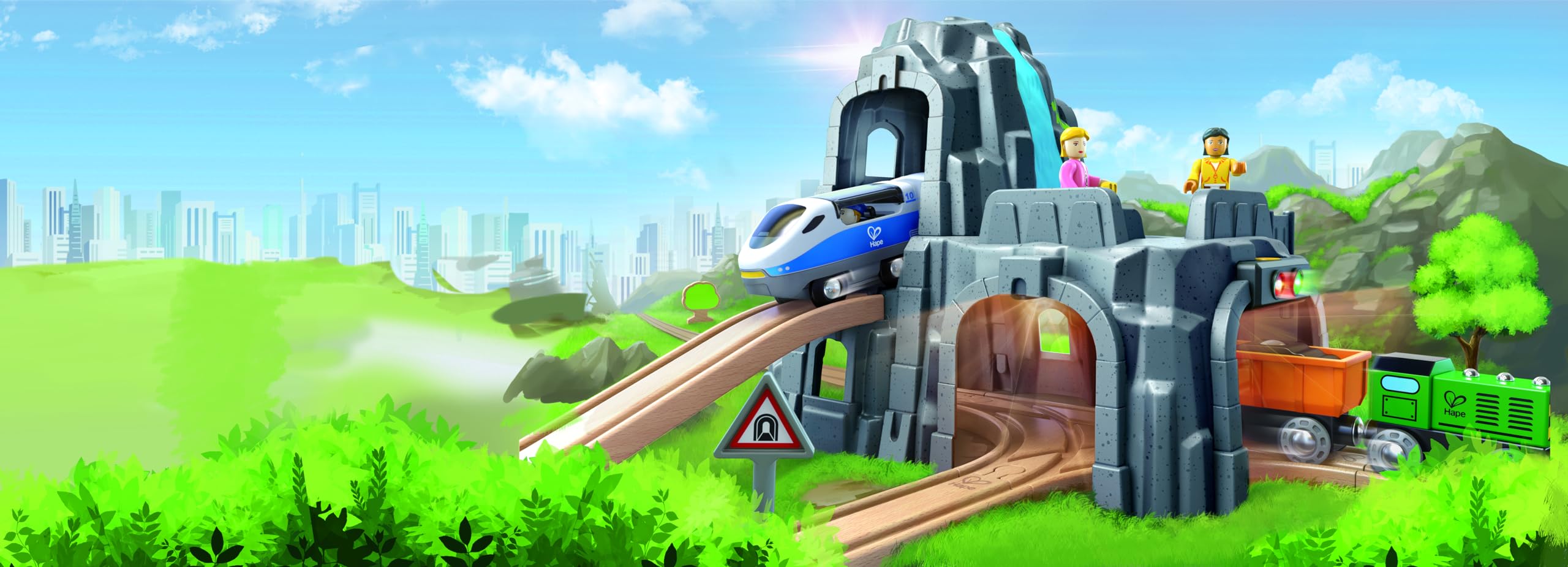 Hape Treno Set Montagna espansione ferroviaria con luci e suoni