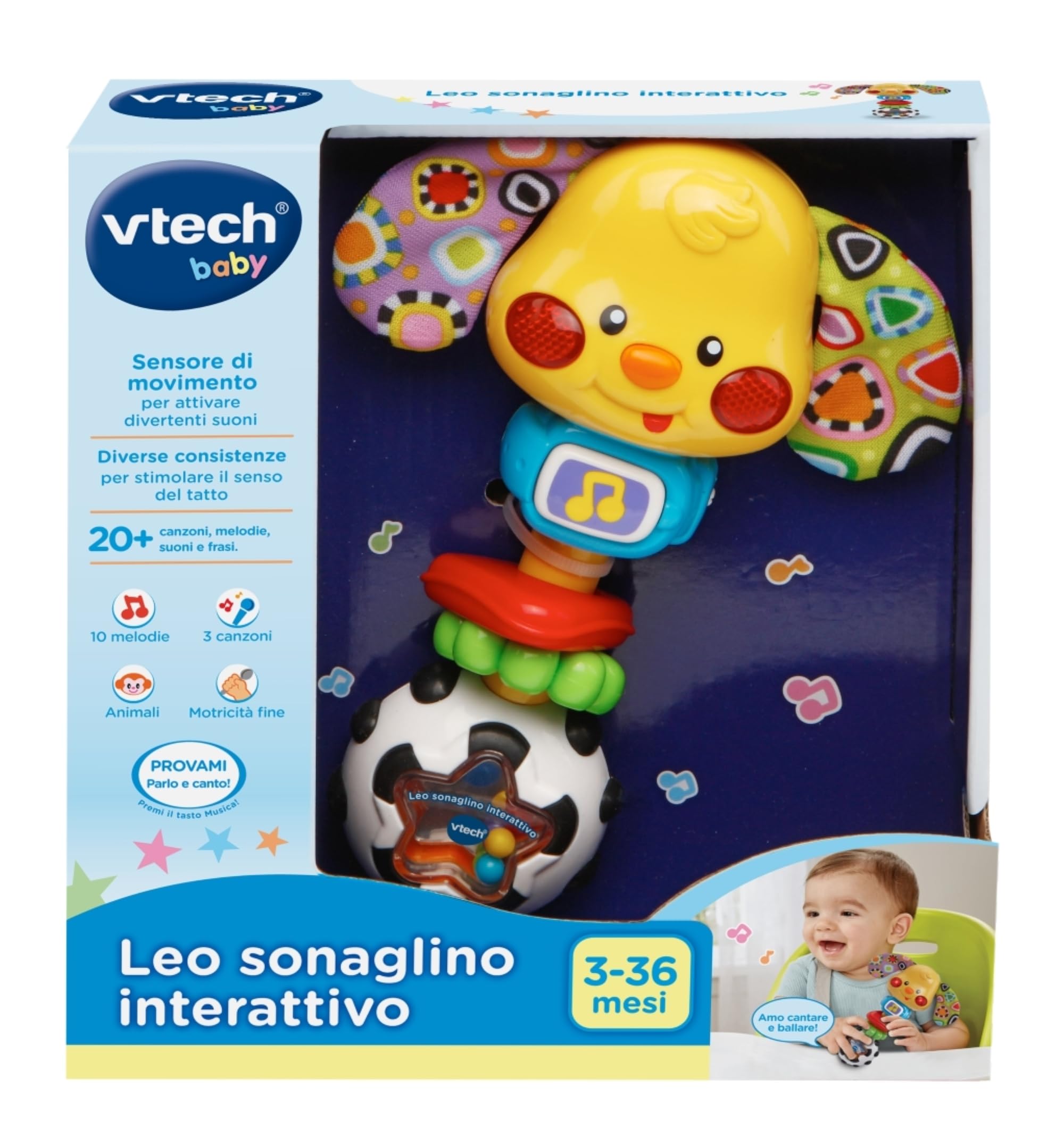 V-Tech Giocattoli 0-12 mesi Leo sonaglino interattivo 3-36 mesi