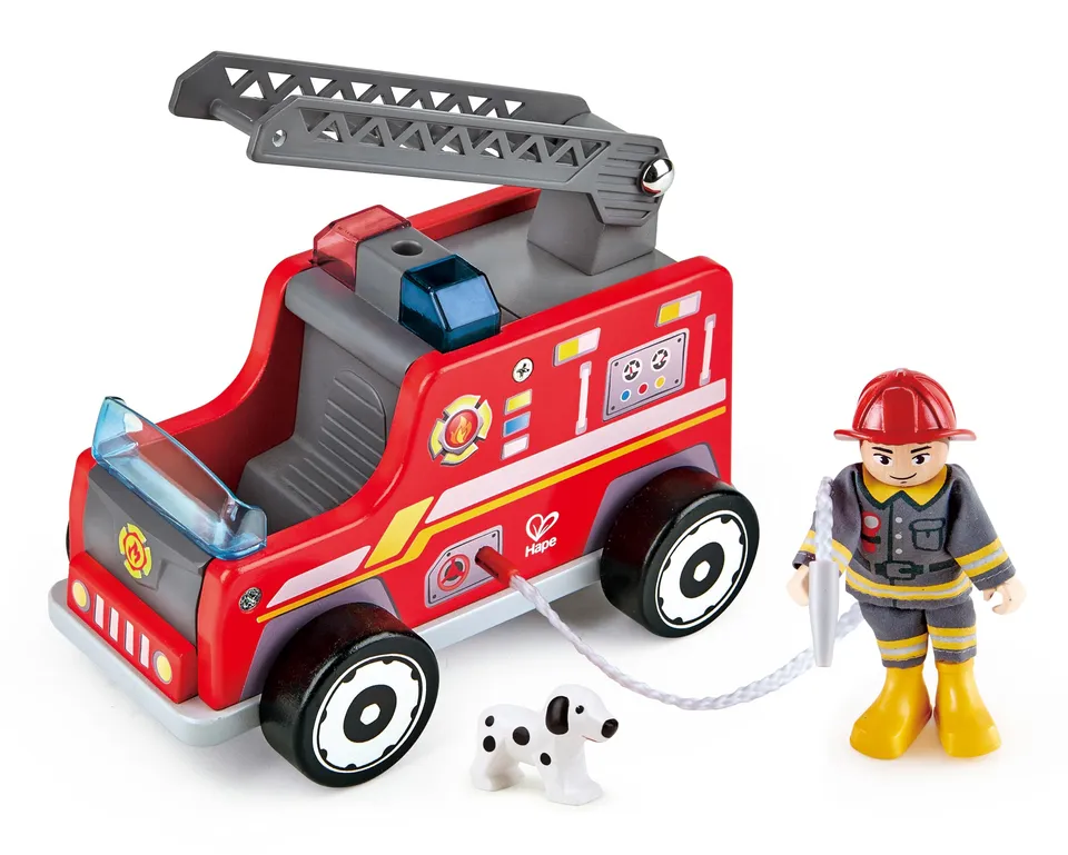 Hape Giochi di ruolo Set Vigile del Fuoco con Camion e Cagnolino