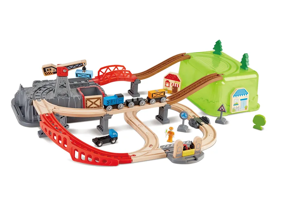 Hape Treno set costruzioni ferroviarie 50 pezzi con gru magnetica