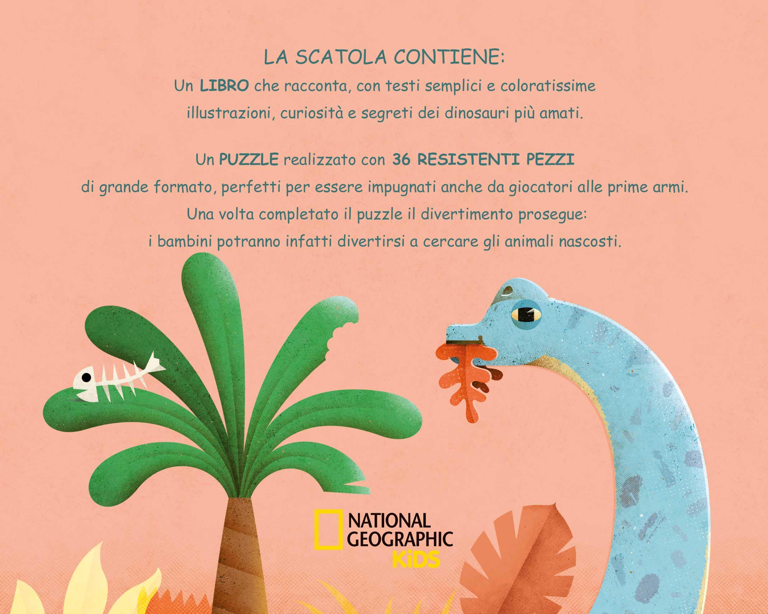 National Geographic Kids Dinosauri Libro e puzzle cerca e trova con poster