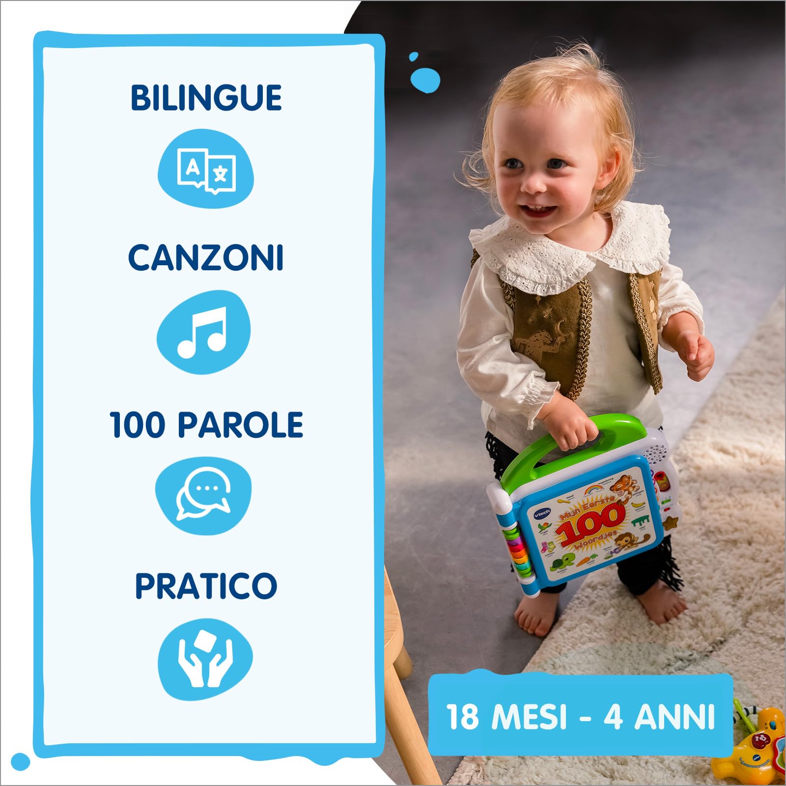 VTech Giocattoli 1-3 anni Il Mio Primo Libro Illustrato 100 Parole libro bilingue