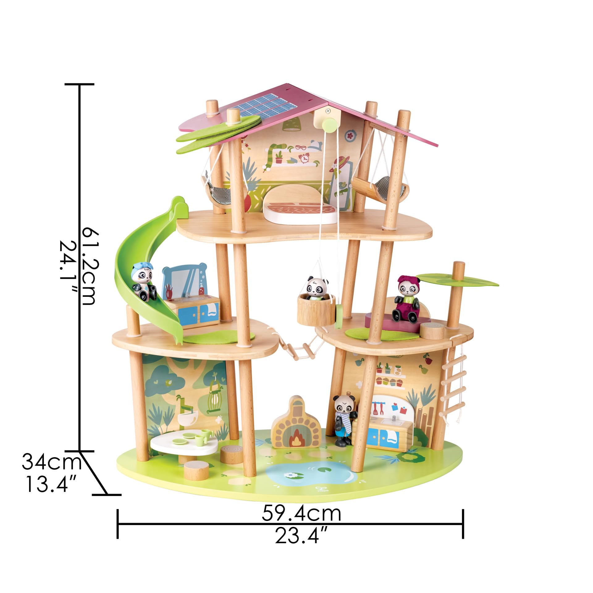 Hape Green Planet Explorers Casa di bambù dei Panda casa giocattolo 3 piani in bambù