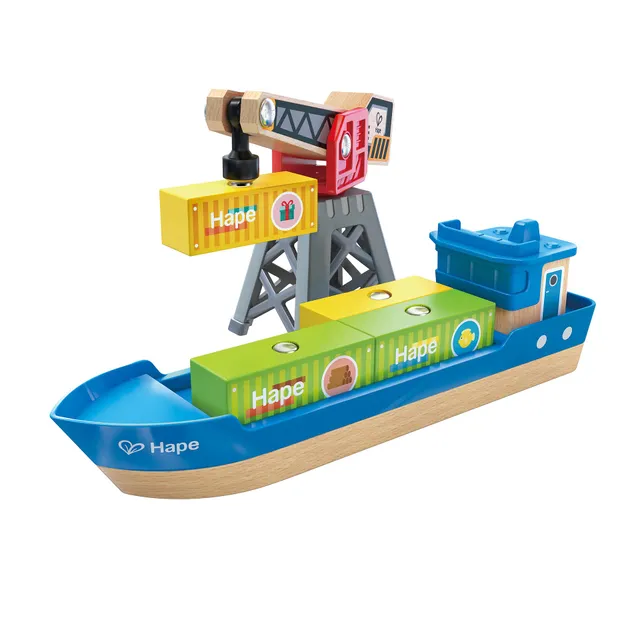 Hape Giochi Nave da Carico e Gru nave giocattolo magnetica