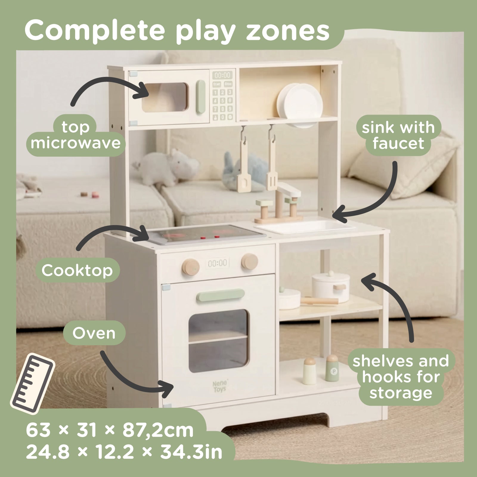 Nene Toys Kitchens & Pretend Play Wooden Kitchen Set – Nordic Style cucina in legno