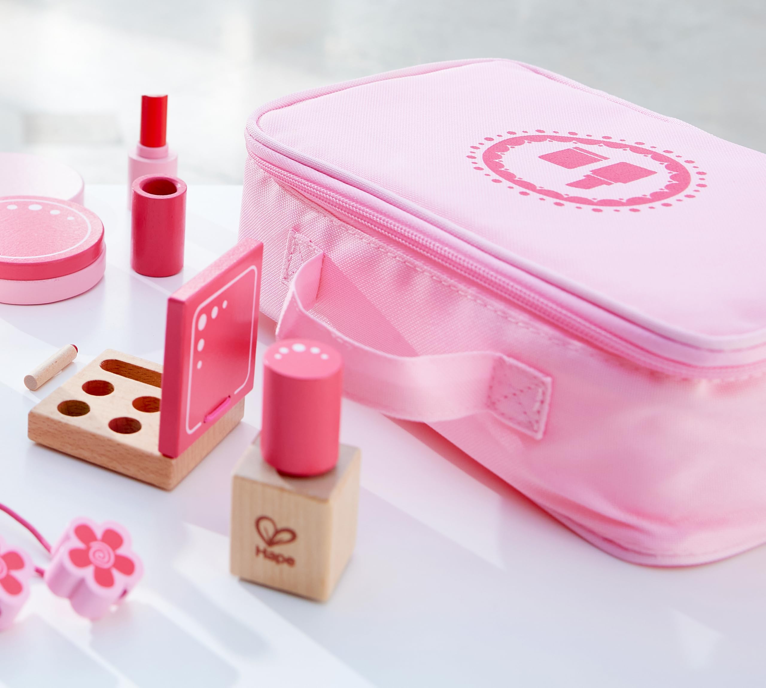 Hape Giochi di ruolo Set di Bellezza trousse rosa 11 pezzi