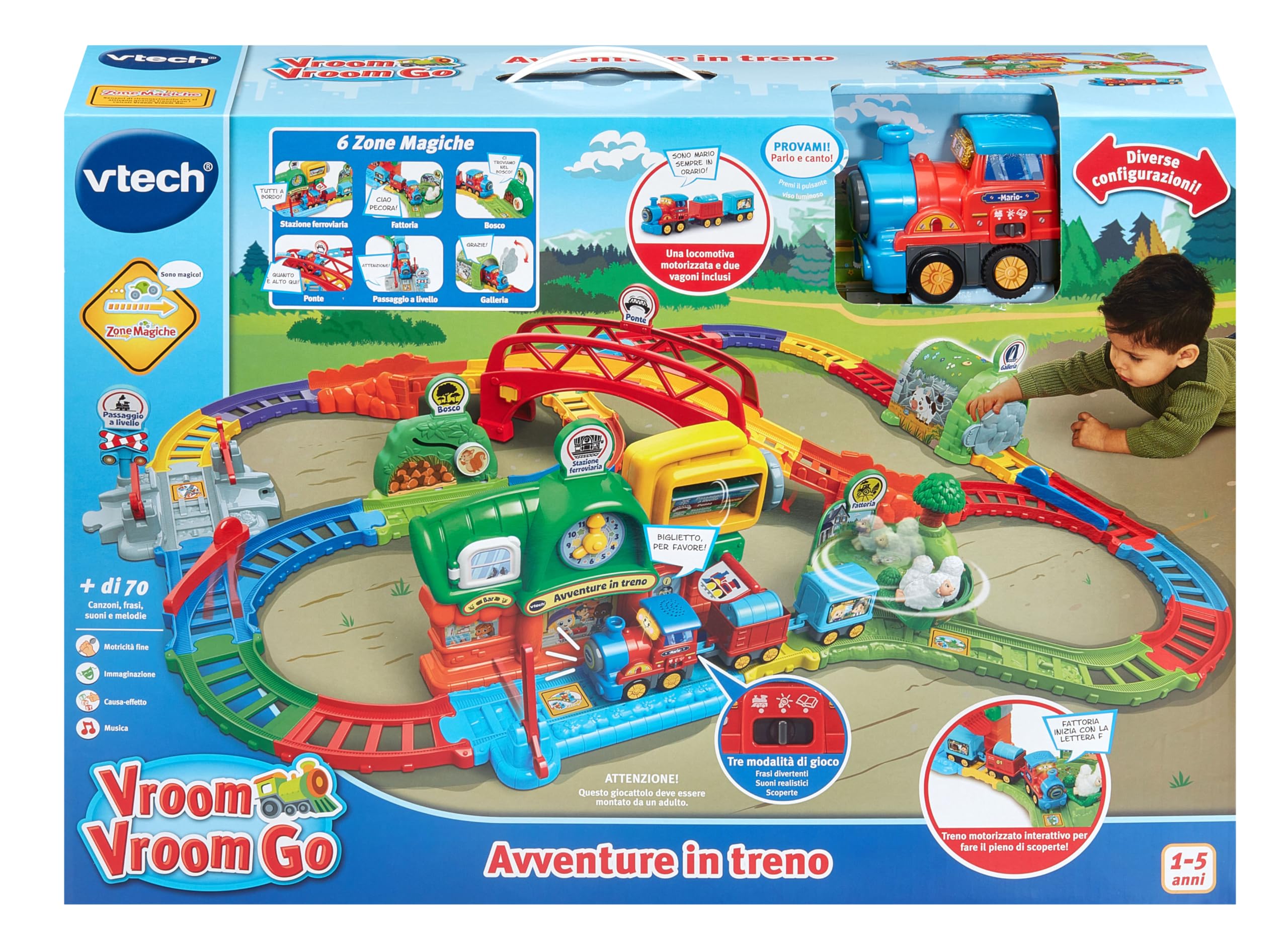 V-Tech Vroom Vroom Go Avventure in Treno pista trenino elettronico