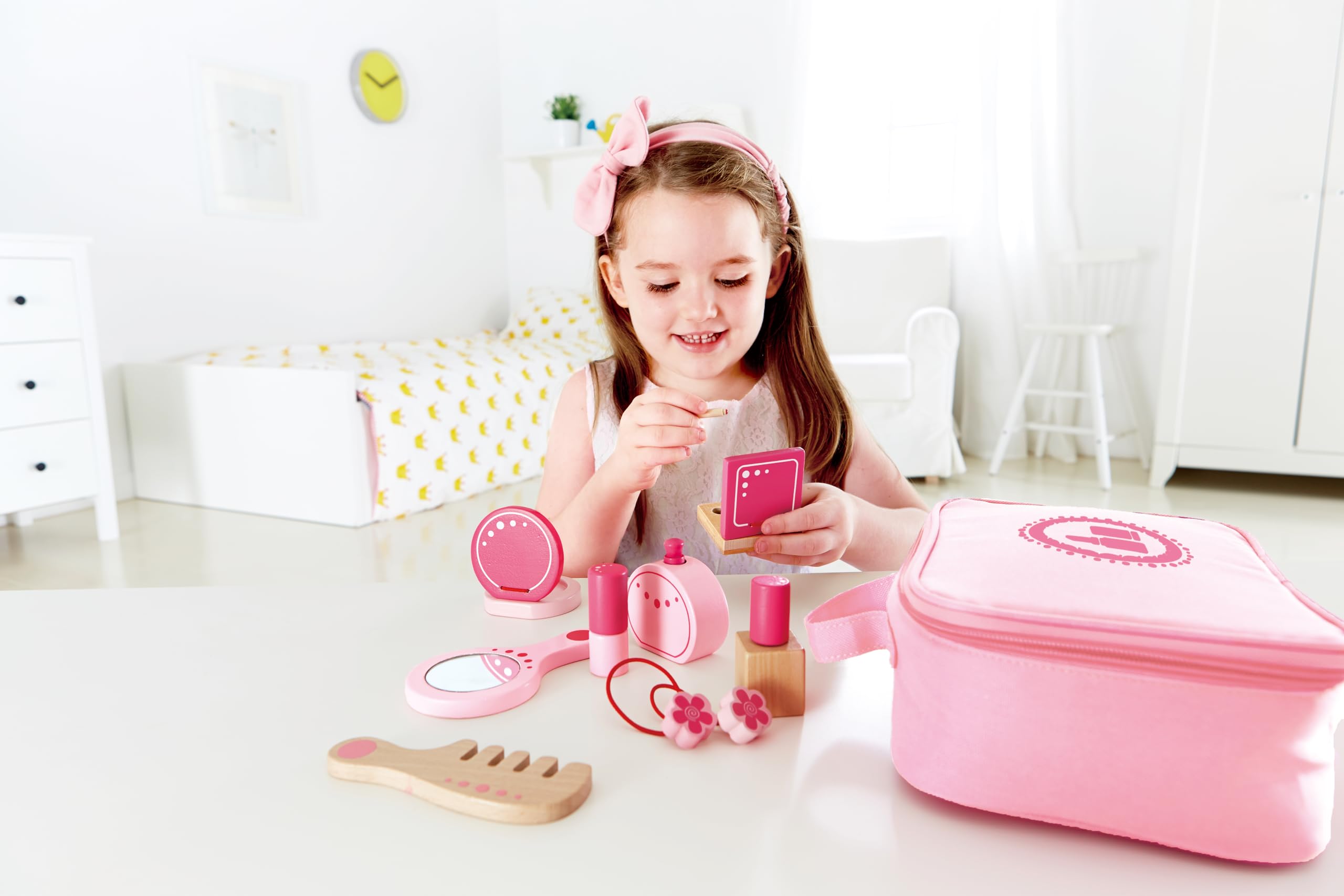 Hape Giochi di ruolo Set di Bellezza trousse rosa 11 pezzi