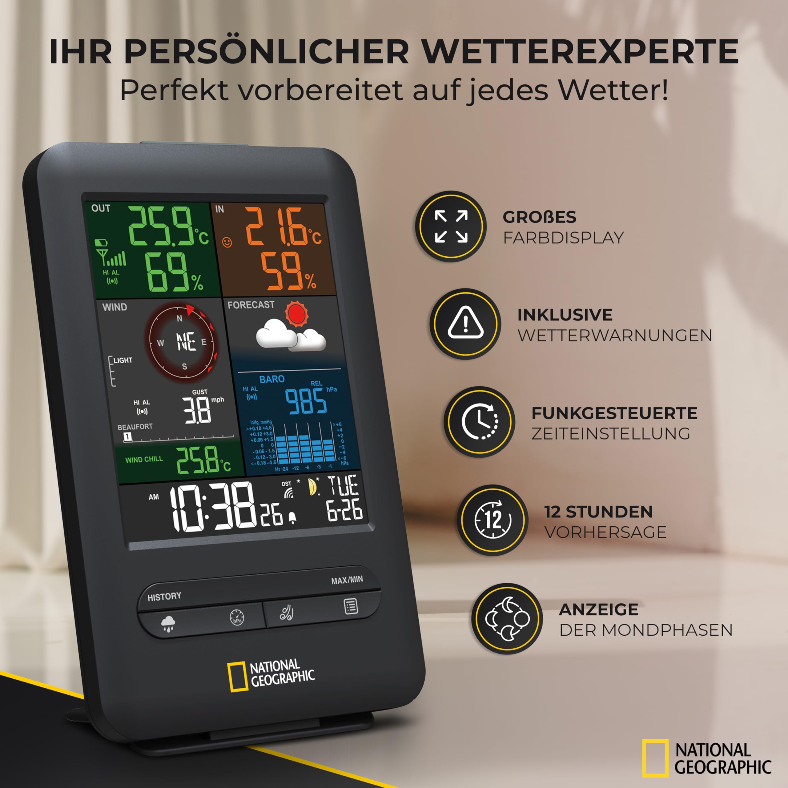 National Geographic Stazioni meteorologiche Station météo sans fil 5-en-1 stazione meteo wireless