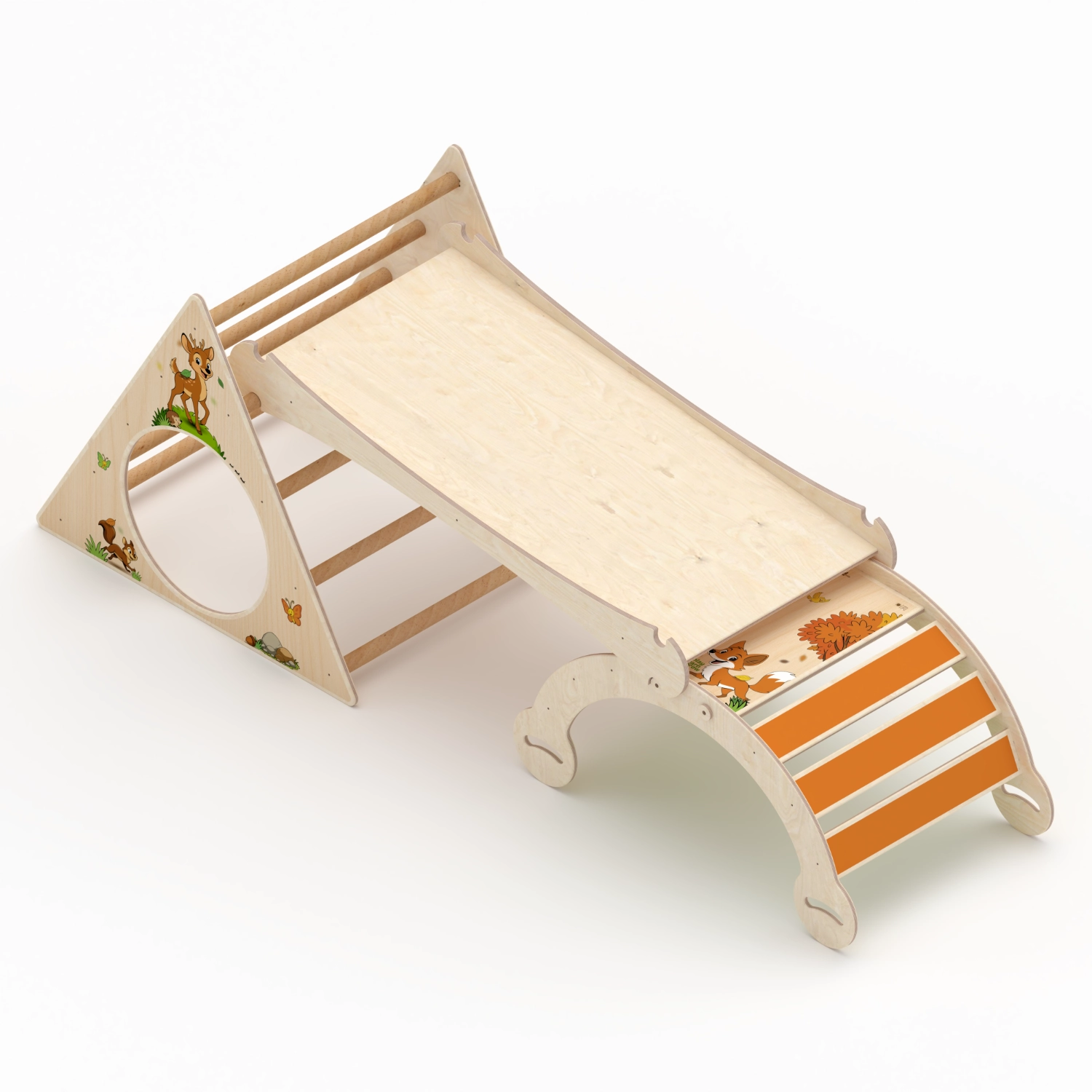 Il Pianeta delle idee Wood for Kids Montessori Palestra Arco+Triangolo+Scivolo in legno