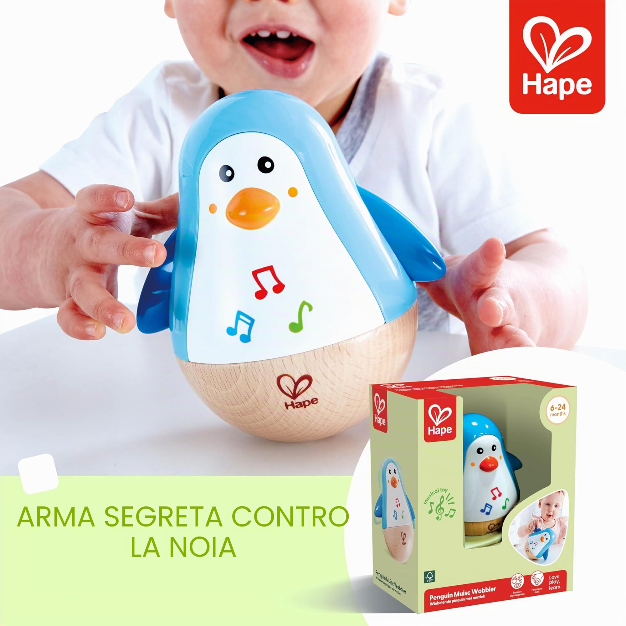 Hape Giochi musicali Pinguino Musicale Oscillante giocattolo in legno