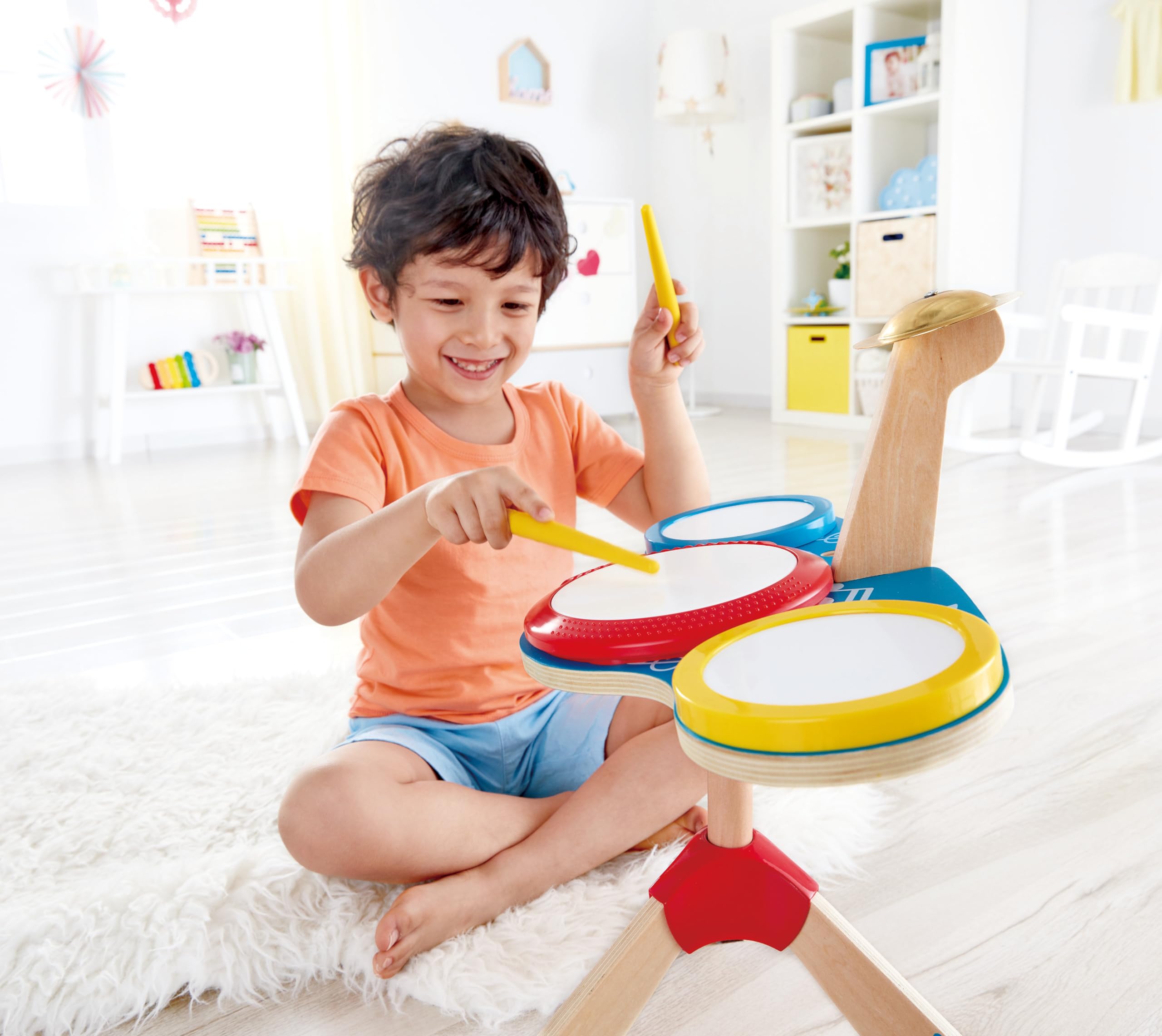 Hape Giochi musicali Set Batteria e Piatti batteria per bambini