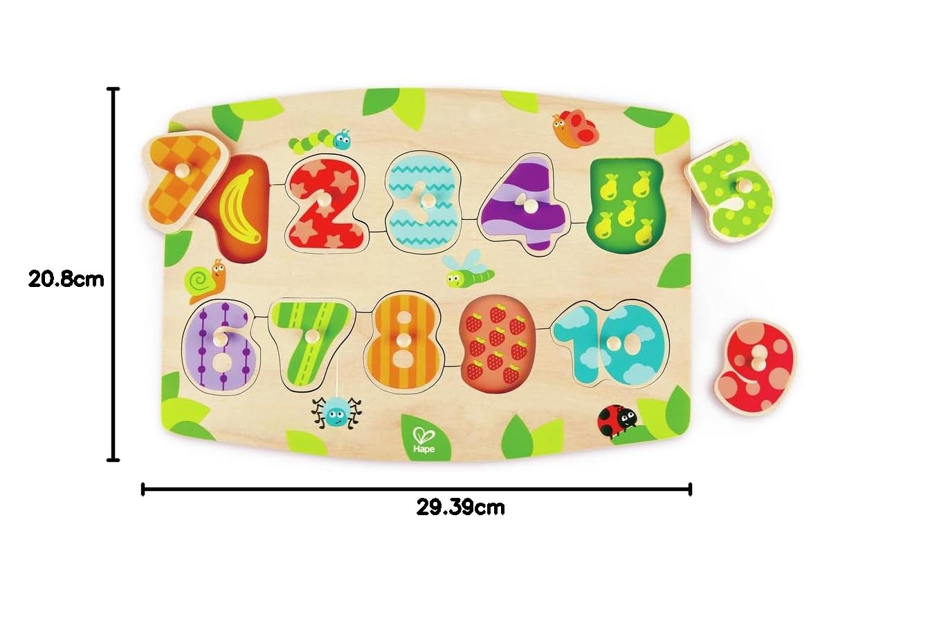 Hape Puzzle E1404 Number Peg Puzzle in legno con pomelli