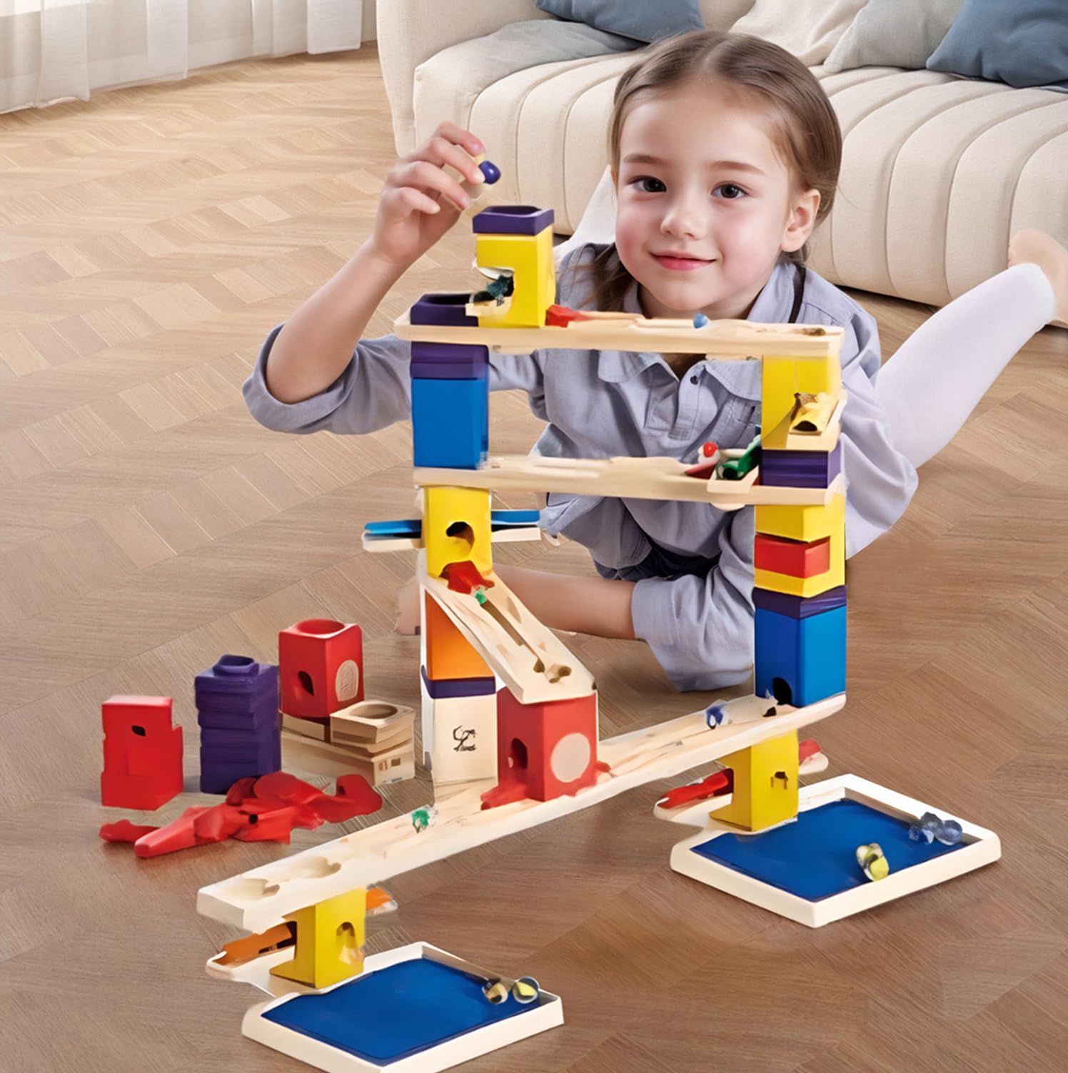 Hape Quadrilla Music Motion E6012 pista per biglie musicale 96 pezzi in legno