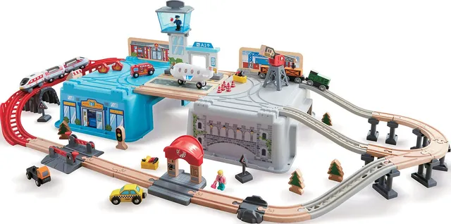 Hape Treno Set Mega Metropoli ferrovia 80 pezzi gioco di ruolo