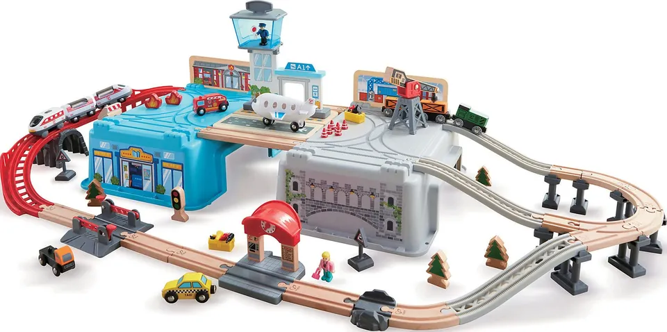 Hape Treno Set Mega Metropoli ferrovia 80 pezzi gioco di ruolo