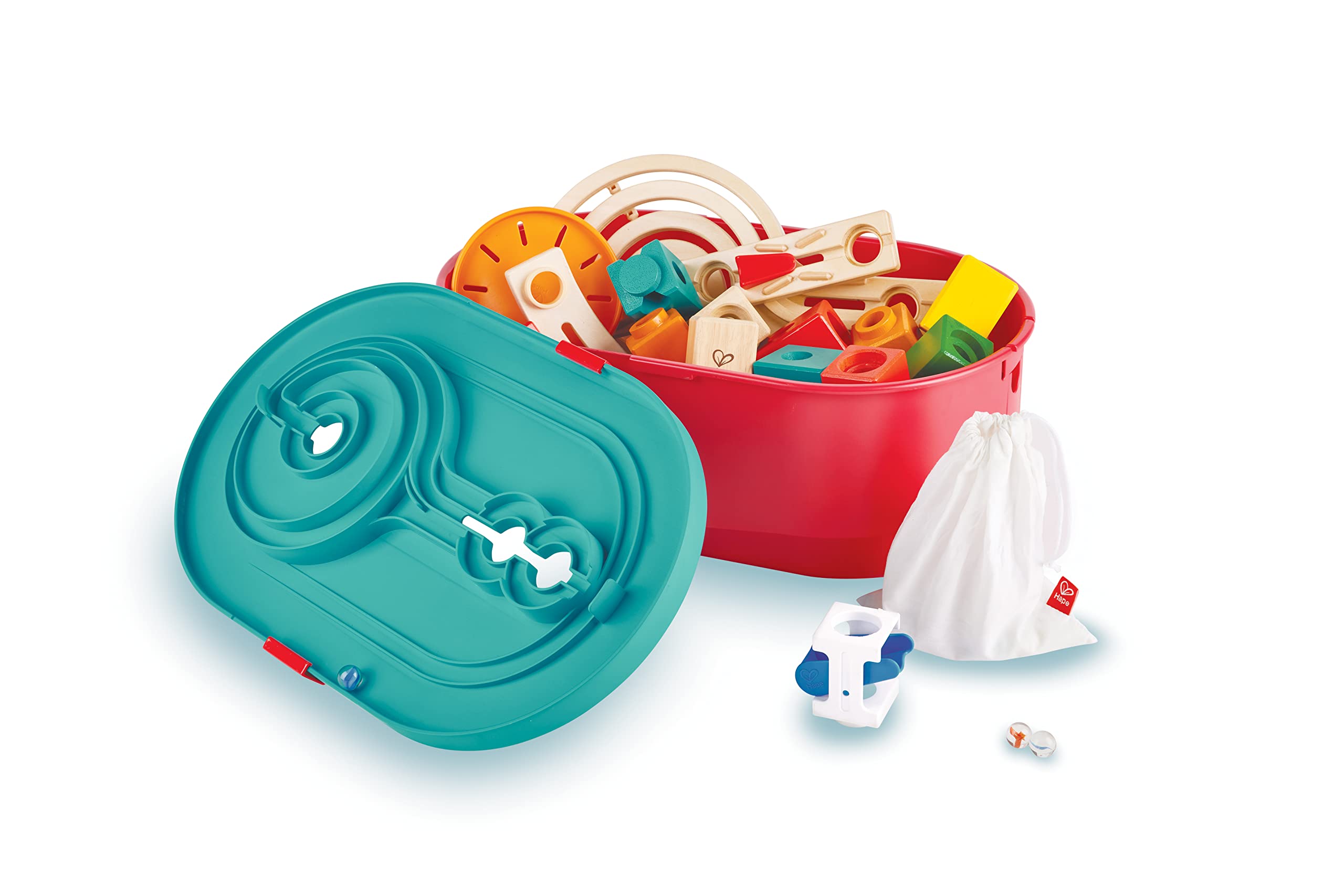 Hape Quadrilla Set Contenitori Componibili pista per biglie in legno