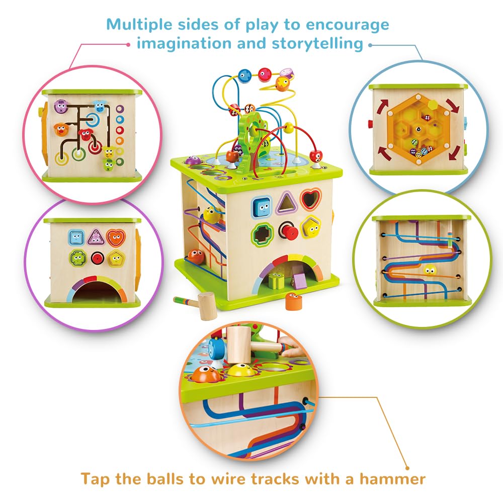 Hape Giocattoli per le abilità motorie Cubo Multiattività cubo attività in legno