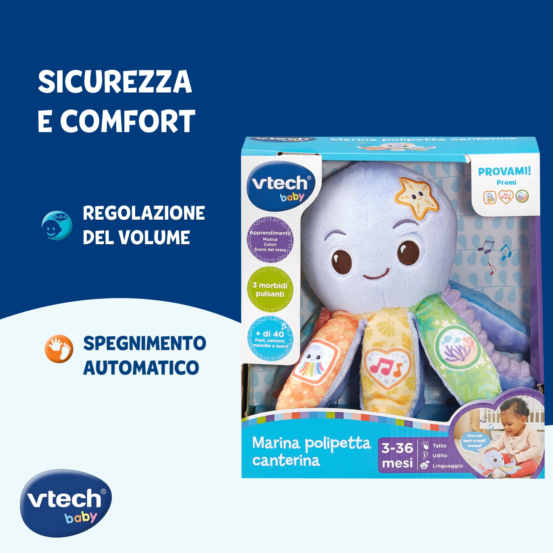 VTech Giocattoli 0-12 mesi Marina Polipetta Canterina peluche interattivo 3-36 mesi musicale
