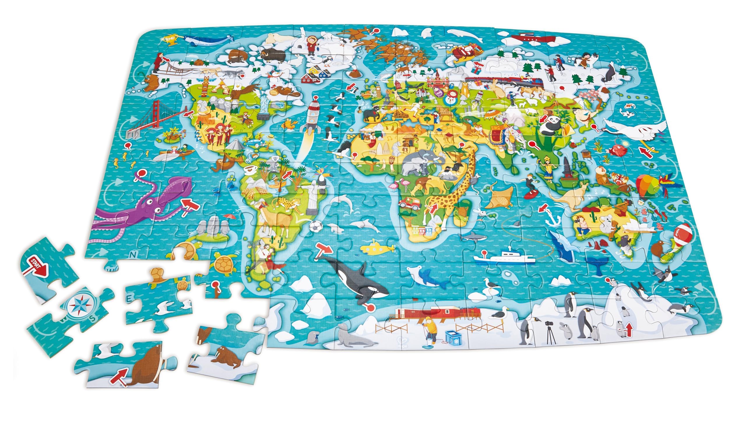 Hape Puzzle Mappa del Mondo puzzle 100 pezzi dai 5 anni