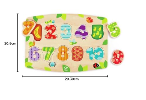 Hape Puzzle E1404 Number Peg Puzzle in legno con pomelli