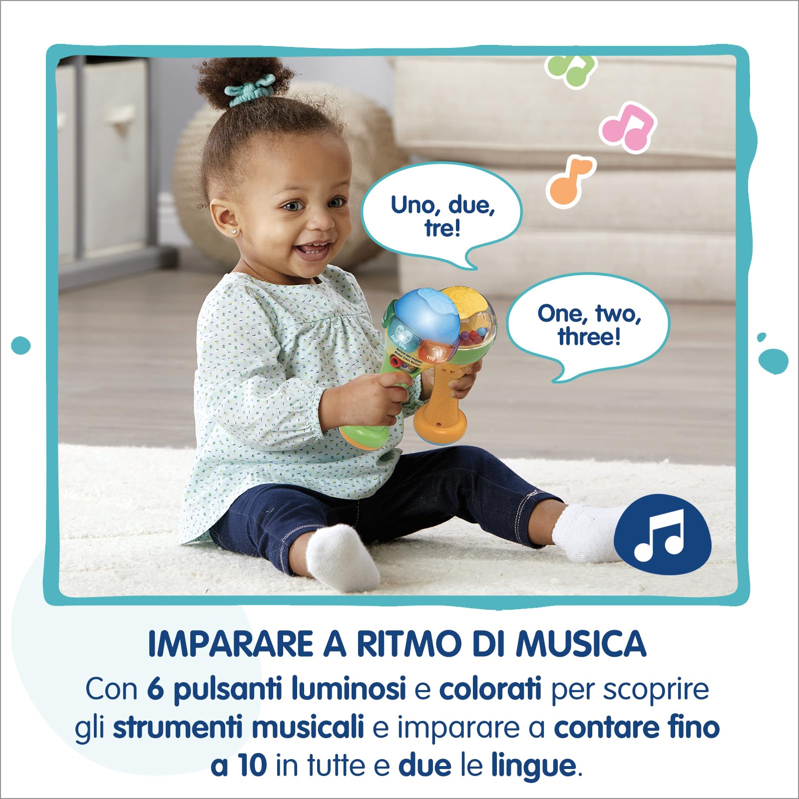 VTech Le Magiche Maracas Luminose sonaglio bilingue italiano inglese