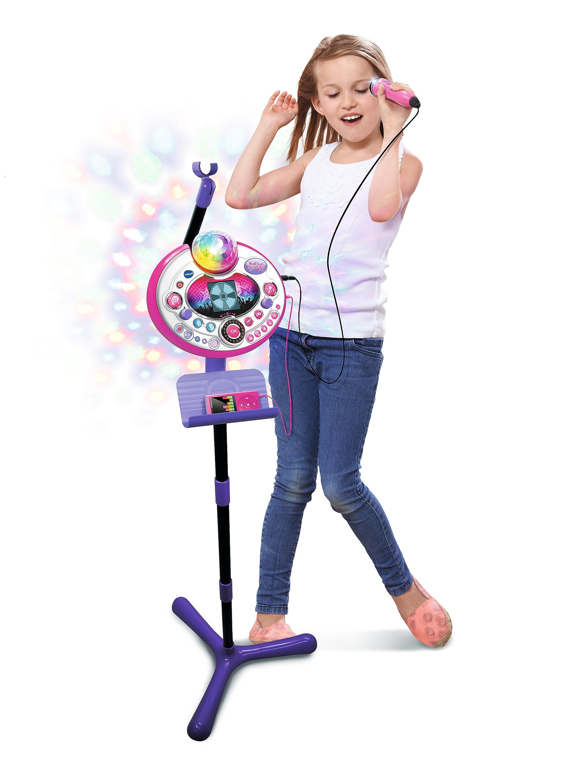 VTech Kidi SuperStar Light Show microfono karaoke regolabile fino a 140 cm