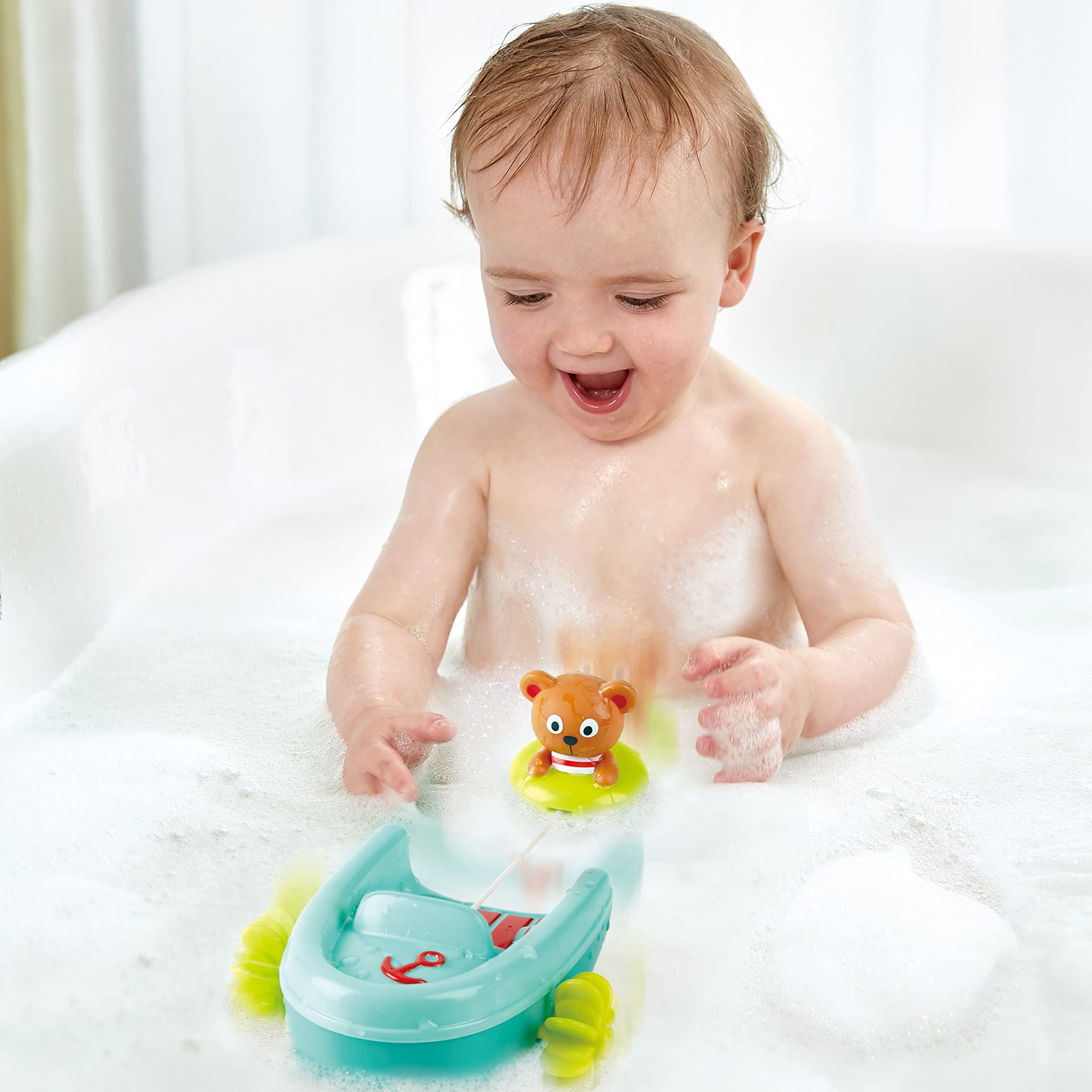 Hape Giochi da bagno E0217 barca a molla multicolore con orso