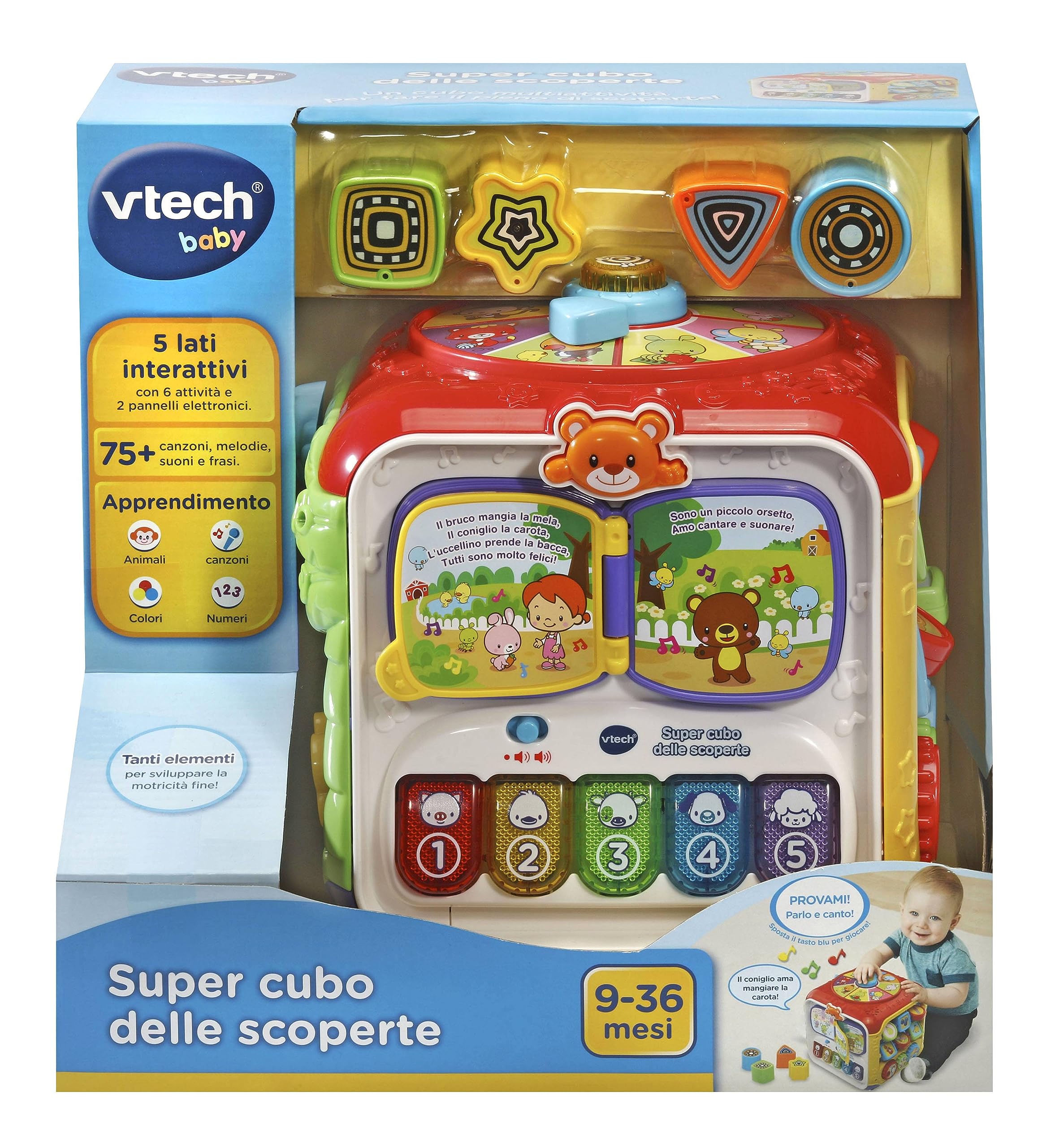 V-Tech Giocattoli 1-3 anni Super Cubo delle Scoperte cubo interattivo 9-36 mesi