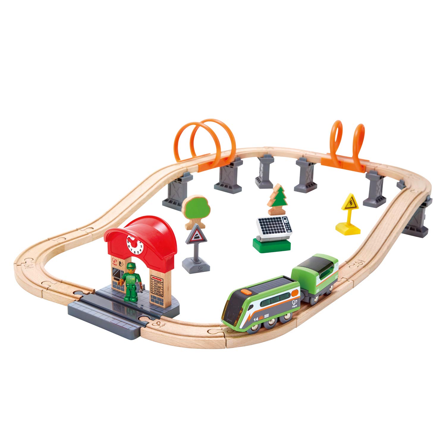 Hape Treno Pista ad energia solare trenino 16 pezzi con luci