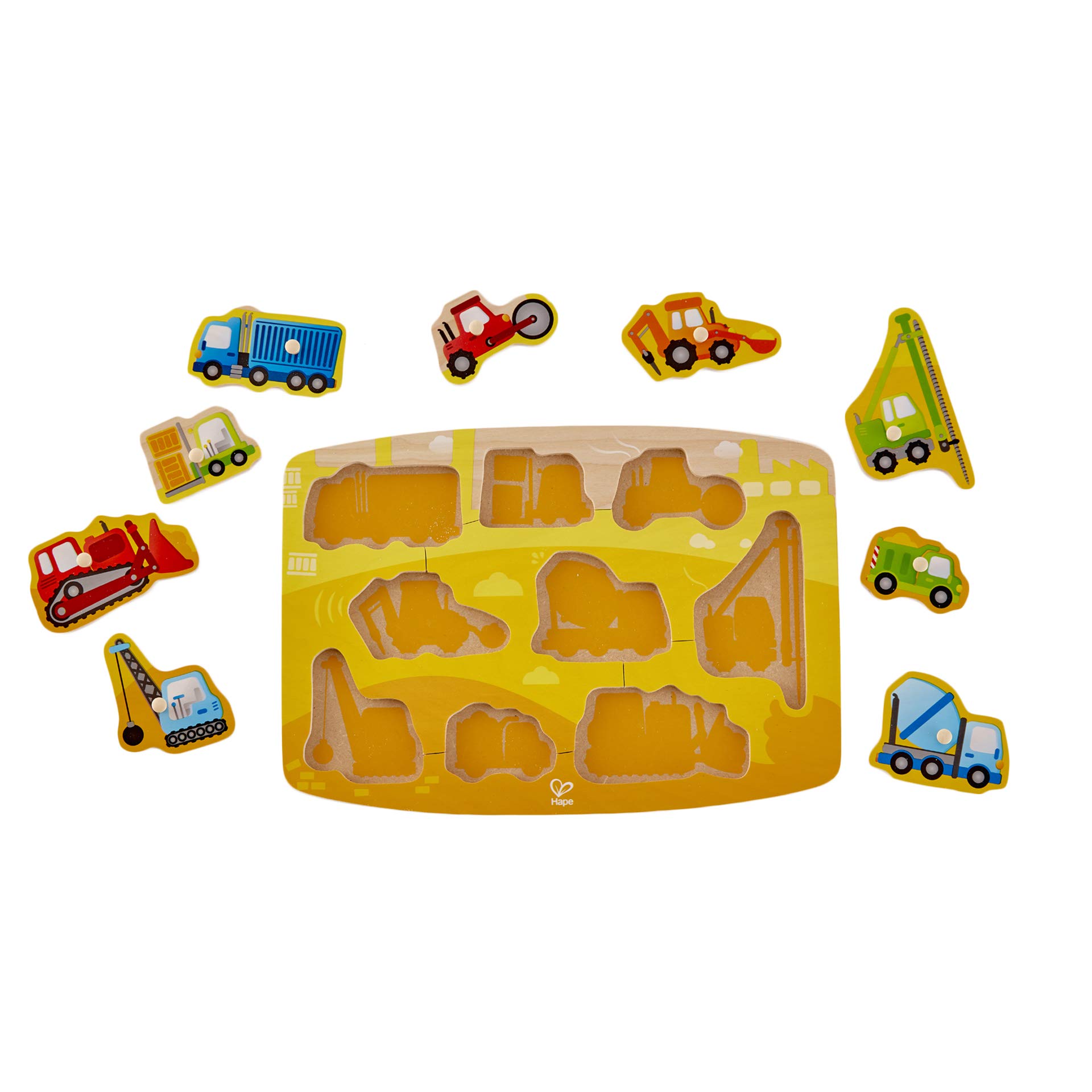 Hape Puzzle Puzzle del cantiere puzzle con pioli in legno