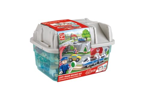 Hape Treno E3771 Treno in città set ferroviario 48 pezzi con box
