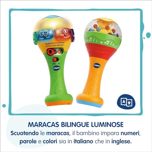 VTech Le Magiche Maracas Luminose sonaglio bilingue italiano inglese