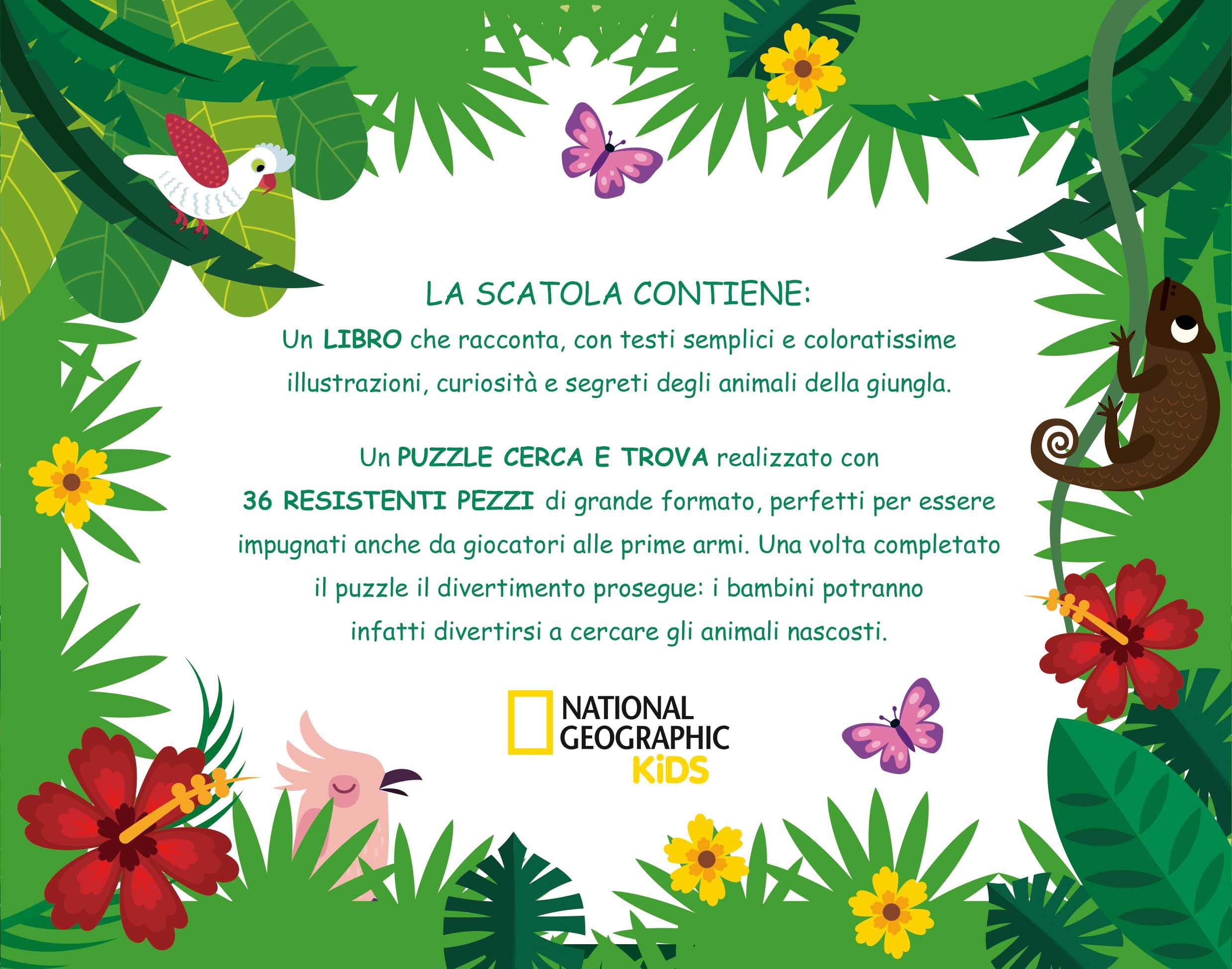National Geographic Kids – Libri Gli animali della giungla libro e puzzle