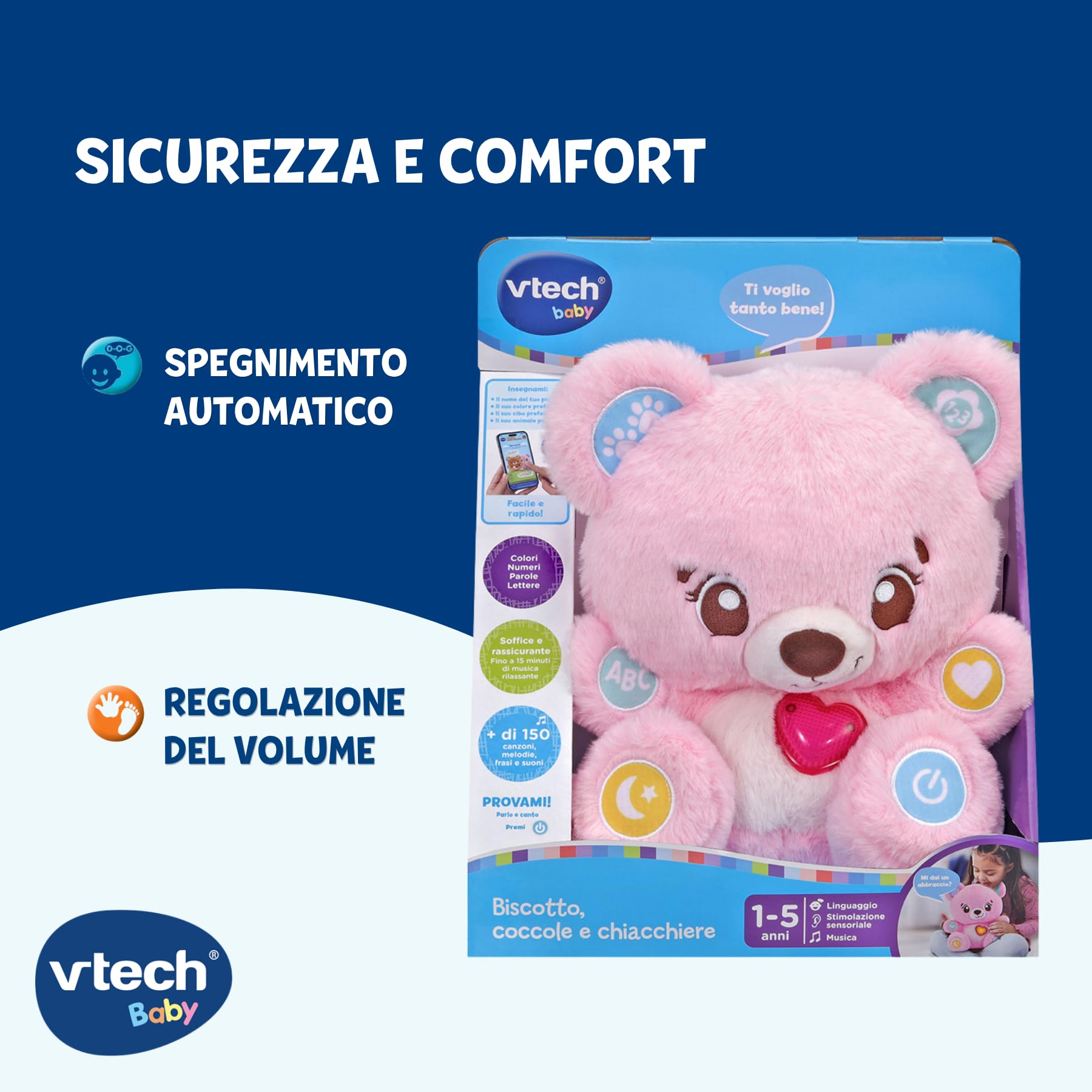 VTech Giocattoli 1-3 anni Biscotto Coccole e Chiacchiere orsetto rosa interattivo