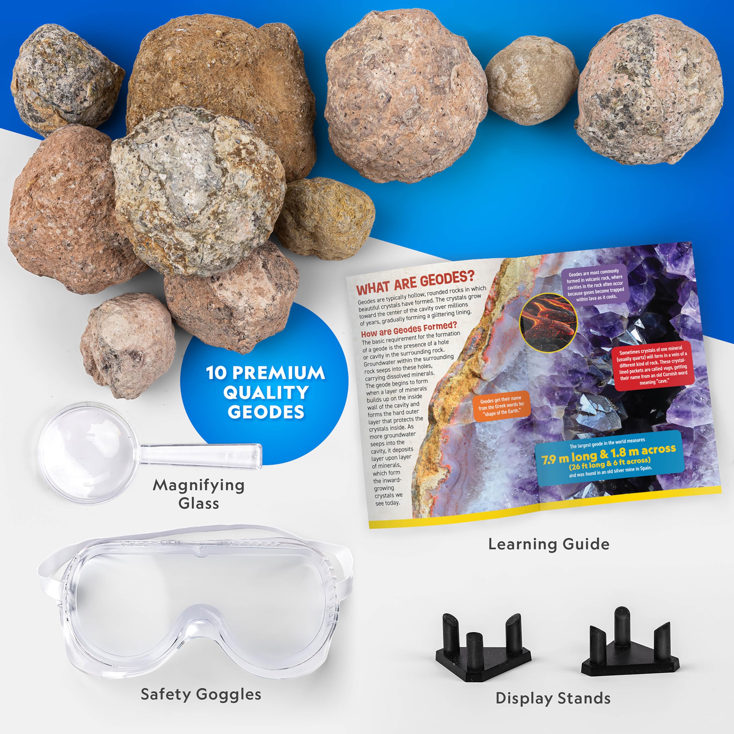 National Geographic Break Open kit scientifico con 4 geodi e occhiali