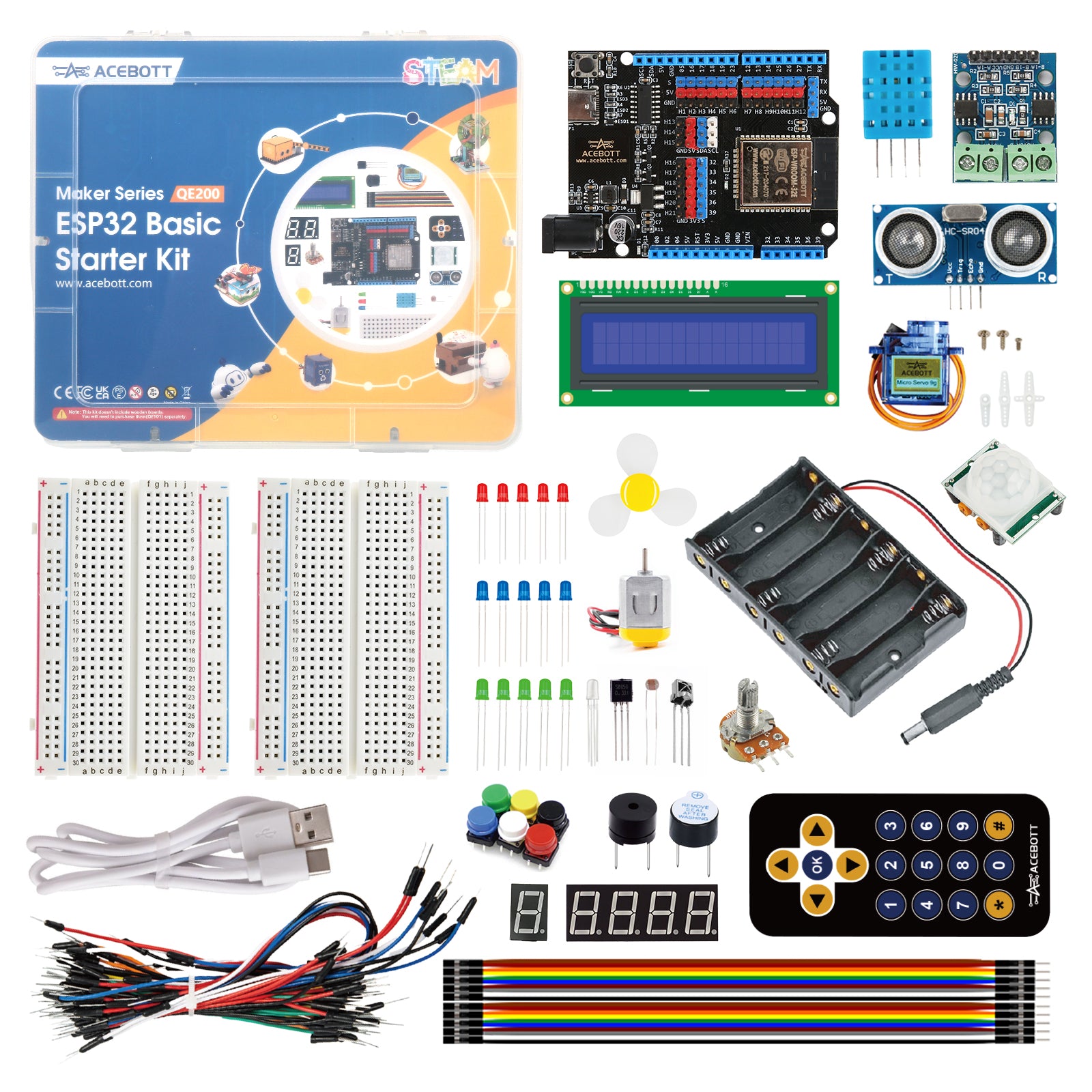 ACEBOTT Maker Series QE200 starter kit ESP32 Arduino con sensori