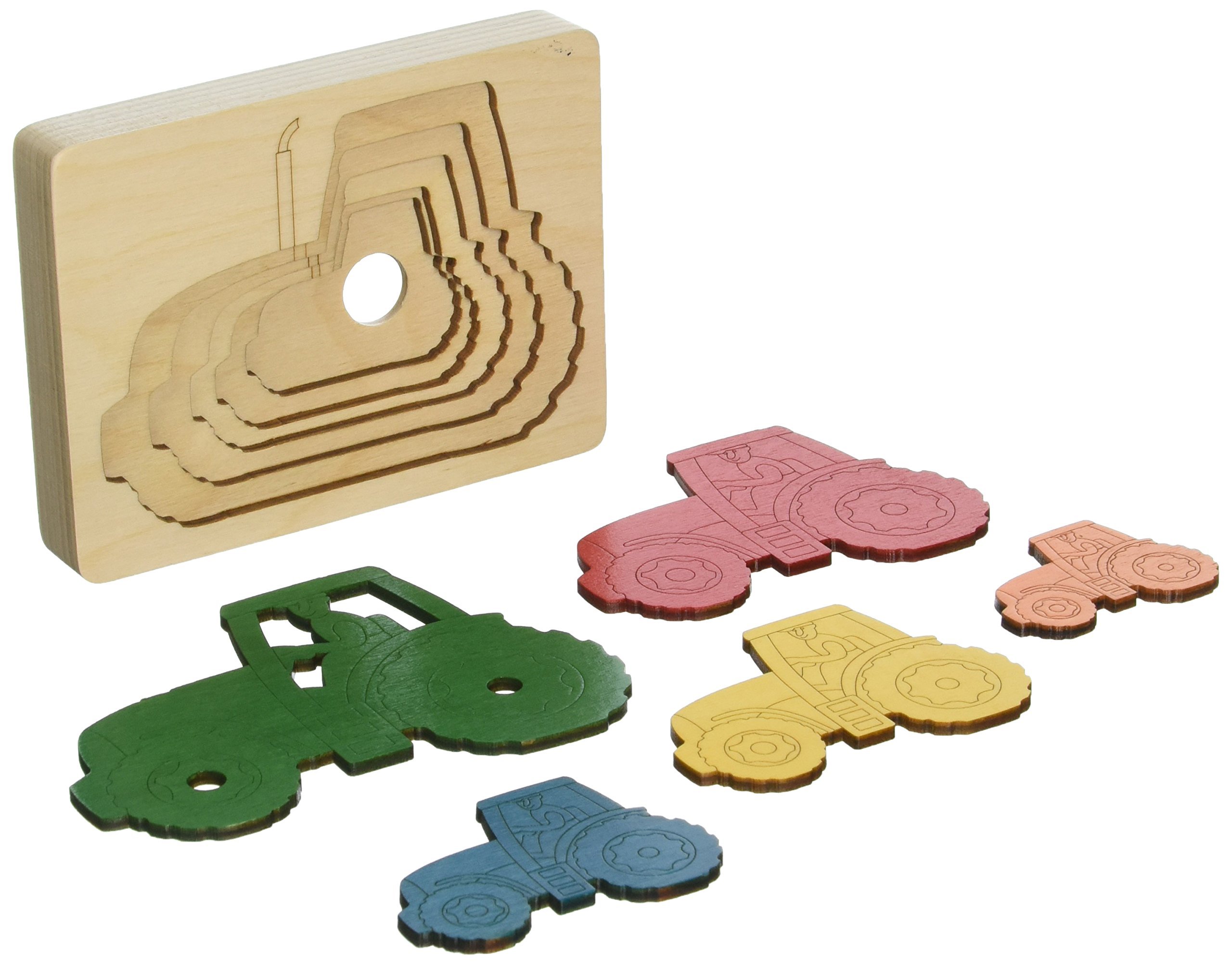 Hape Puzzle E6513 I 5 Trattori puzzle a sovrapposizione in legno