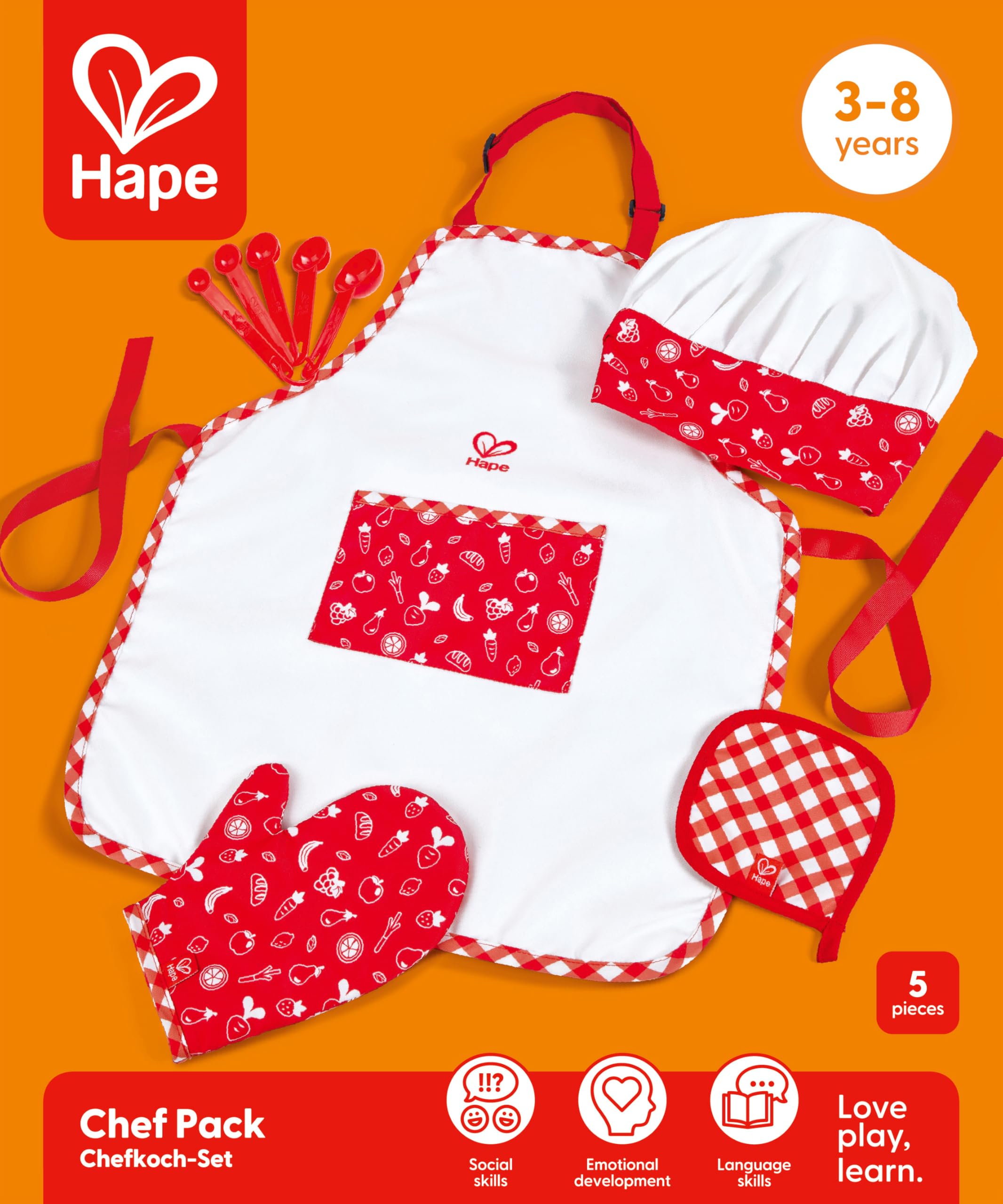 Hape Giochi di ruolo Kit da Chef set da cuoco regolabile