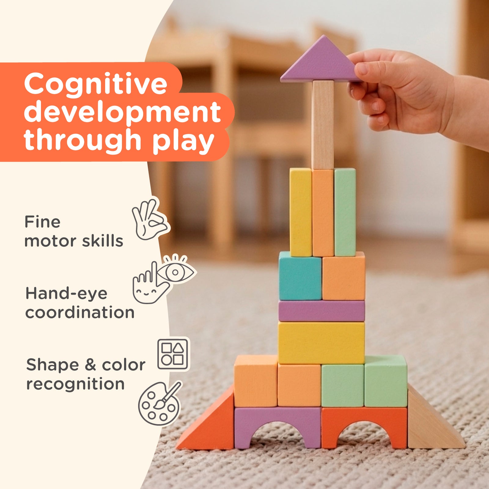 Nene Toys Building & Stacking 100 Pcs Wooden Building Blocks 100 blocchi