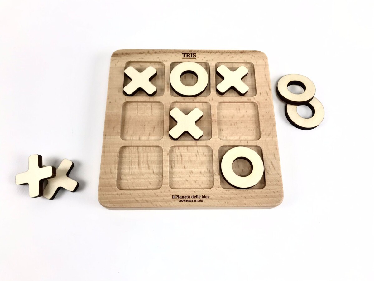 Il Pianeta delle idee Giocare Tris piccolo gioco in legno 15×15 cm