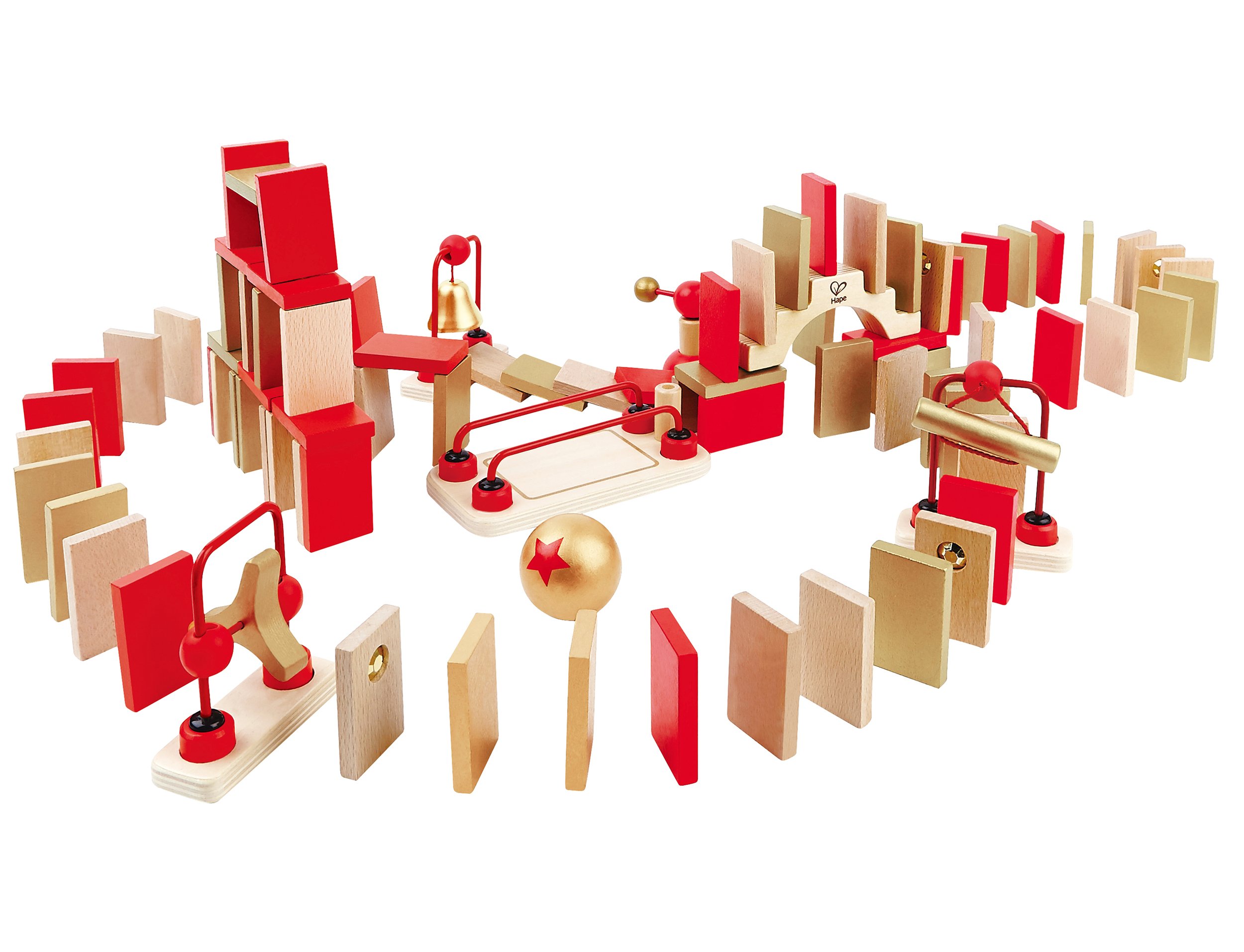 Hape Montare e costruire Set di Domino Dinamici domino in legno 107 pezzi multicolore