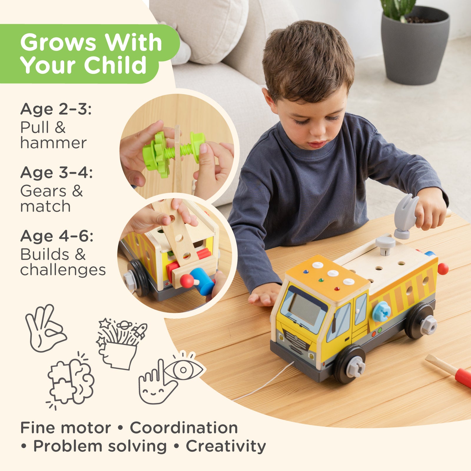 Nene Toys Vehicles & Adventure Tool Truck Busy Board camion attrezzi con luci
