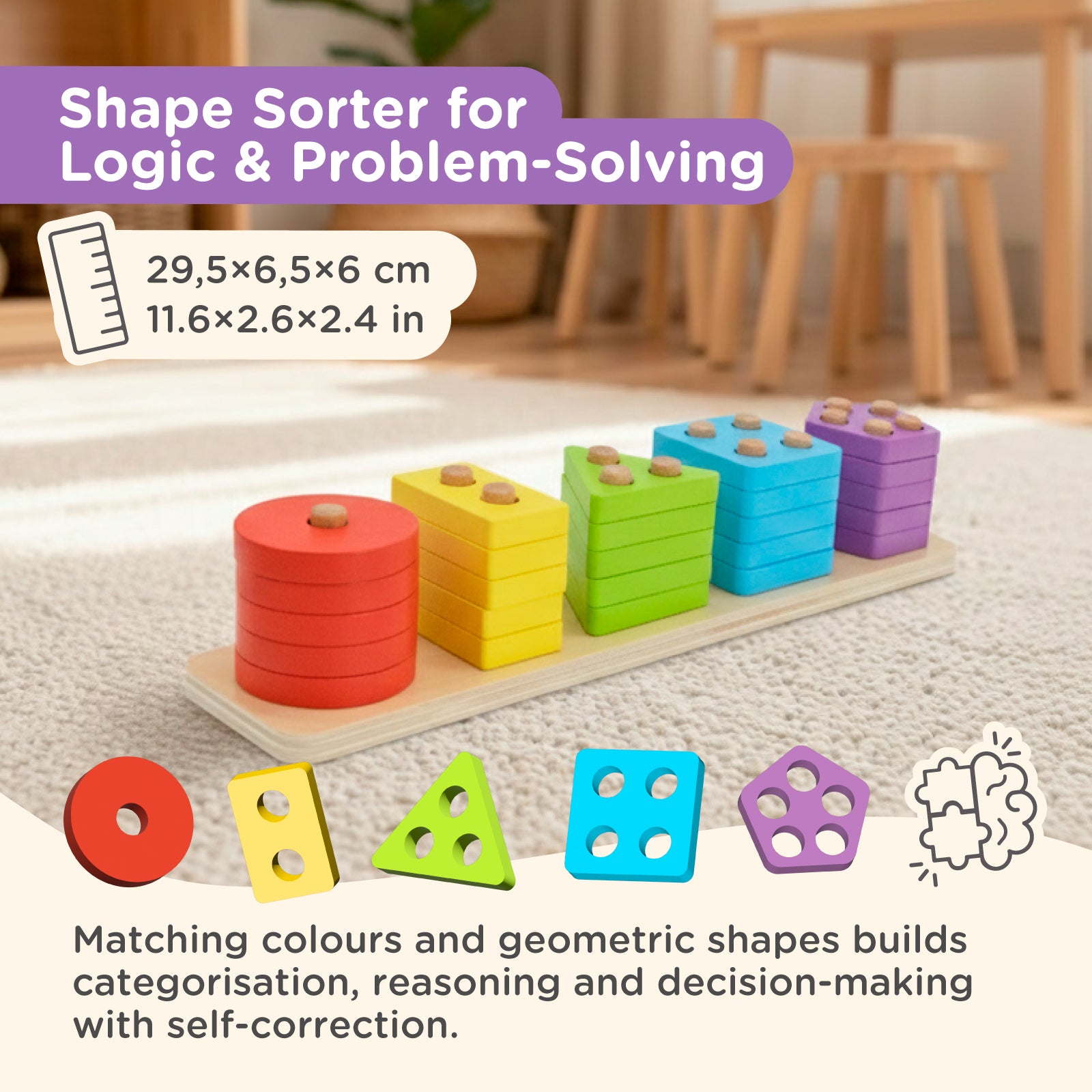 Nene Toys Building & Stacking 3 in 1 Learning Set - Classic Colors giochi in legno