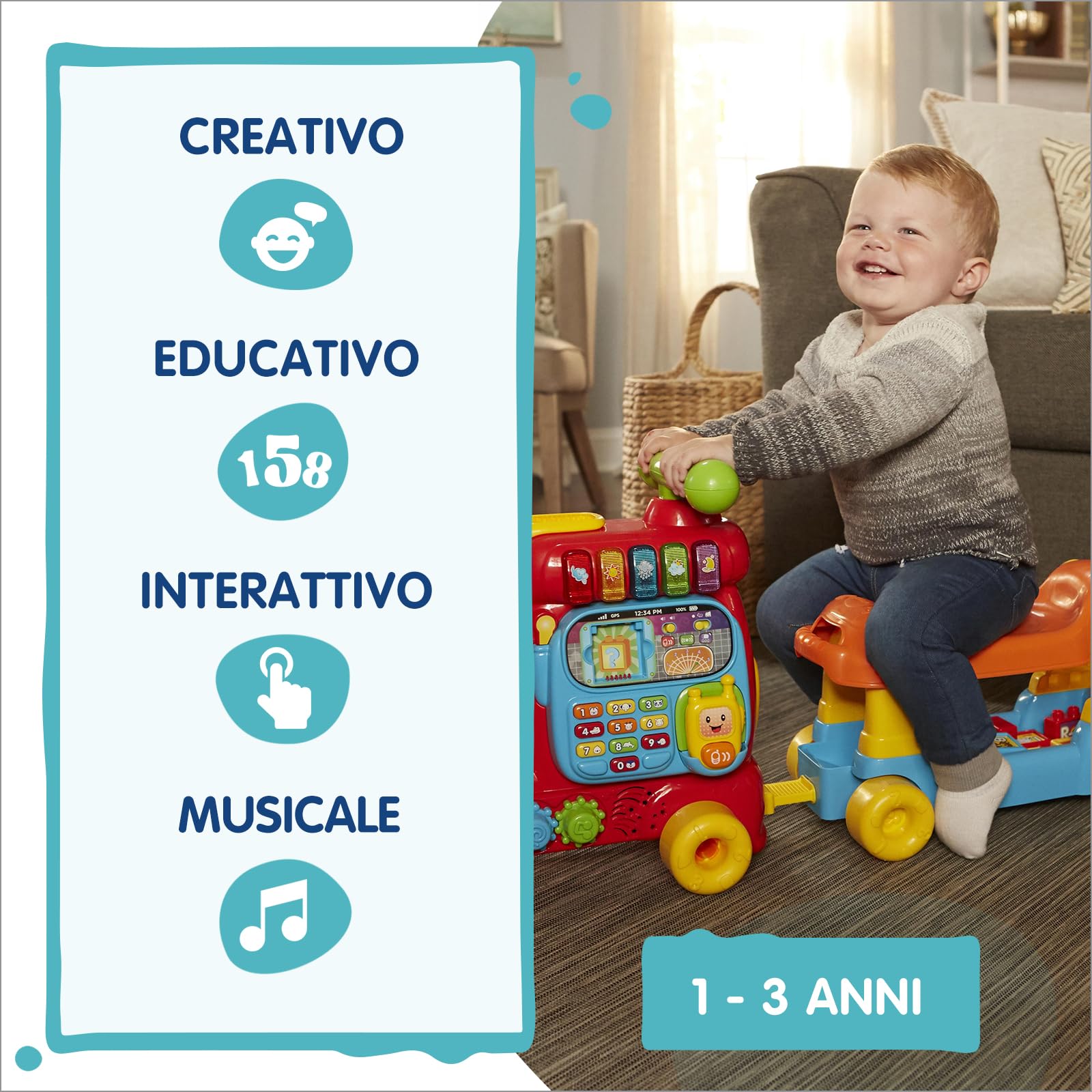 VTech Giocattoli 1-3 anni Edo Maxi Treno Cavalcabile 7 in 1 trenino elettrico 12-36 mesi