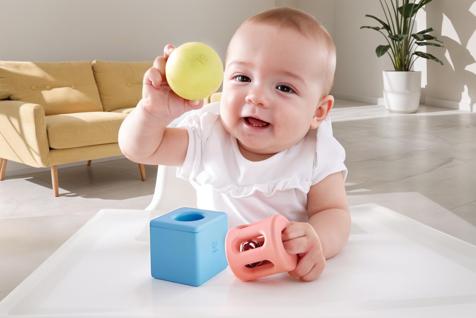 Hape Giocattoli per l'infanzia Set sonagli geometrici 3 sonagli in riso giapponese
